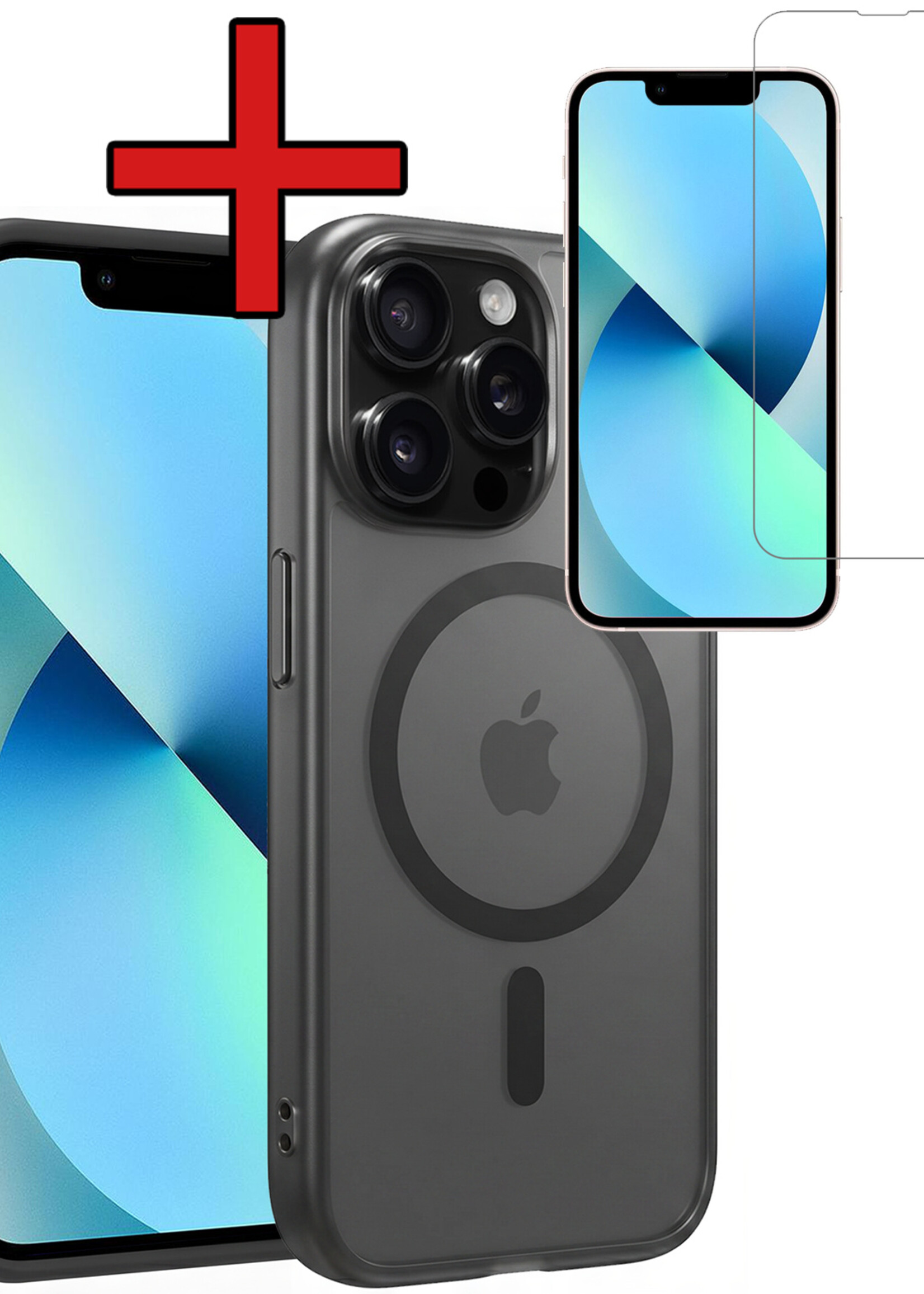 BTH BTH iPhone 14 Pro Magsafe Hoesje Zwart Met Screenprotector