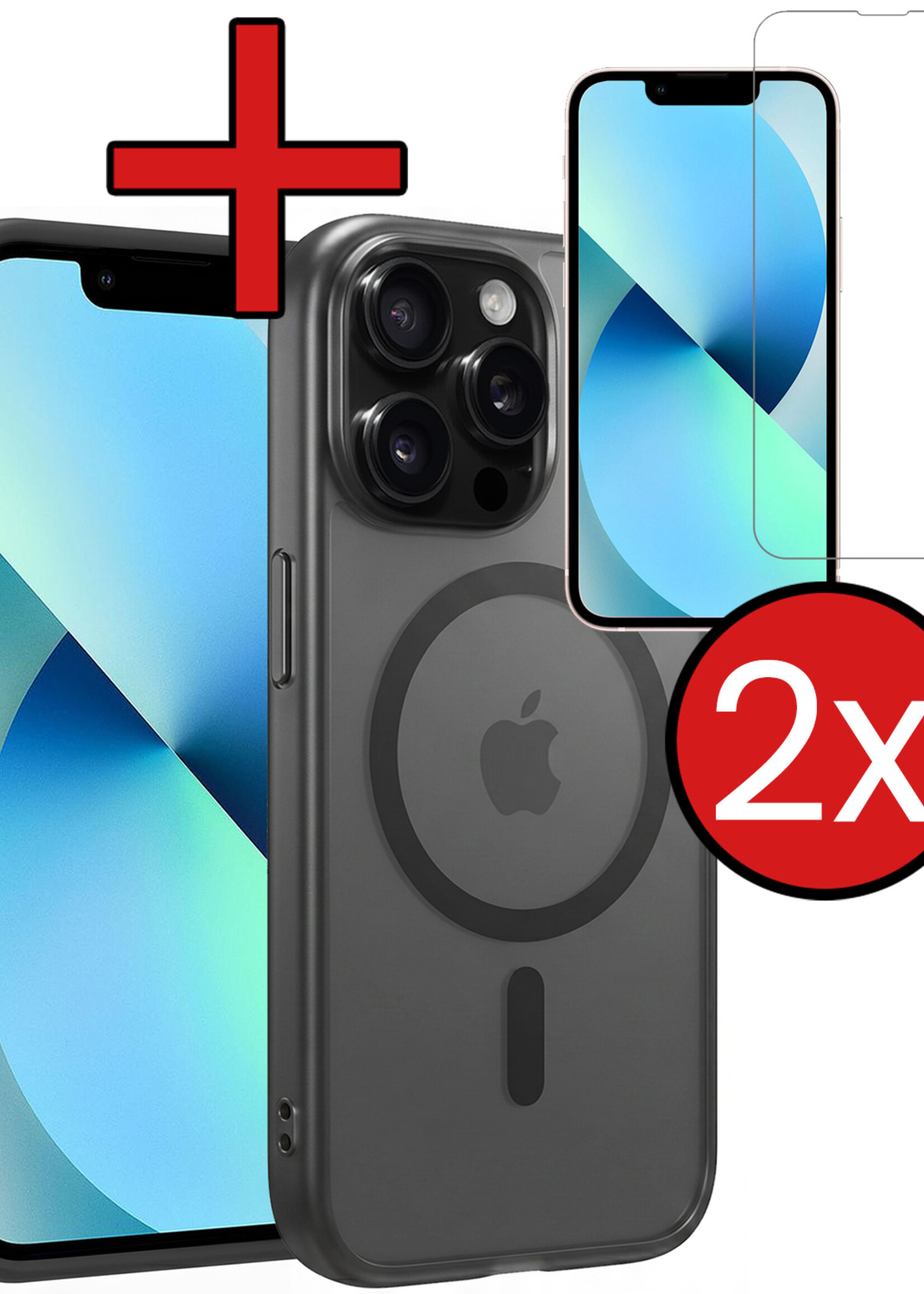 BTH BTH iPhone 14 Pro Magsafe Hoesje Zwart Met 2x Screenprotector