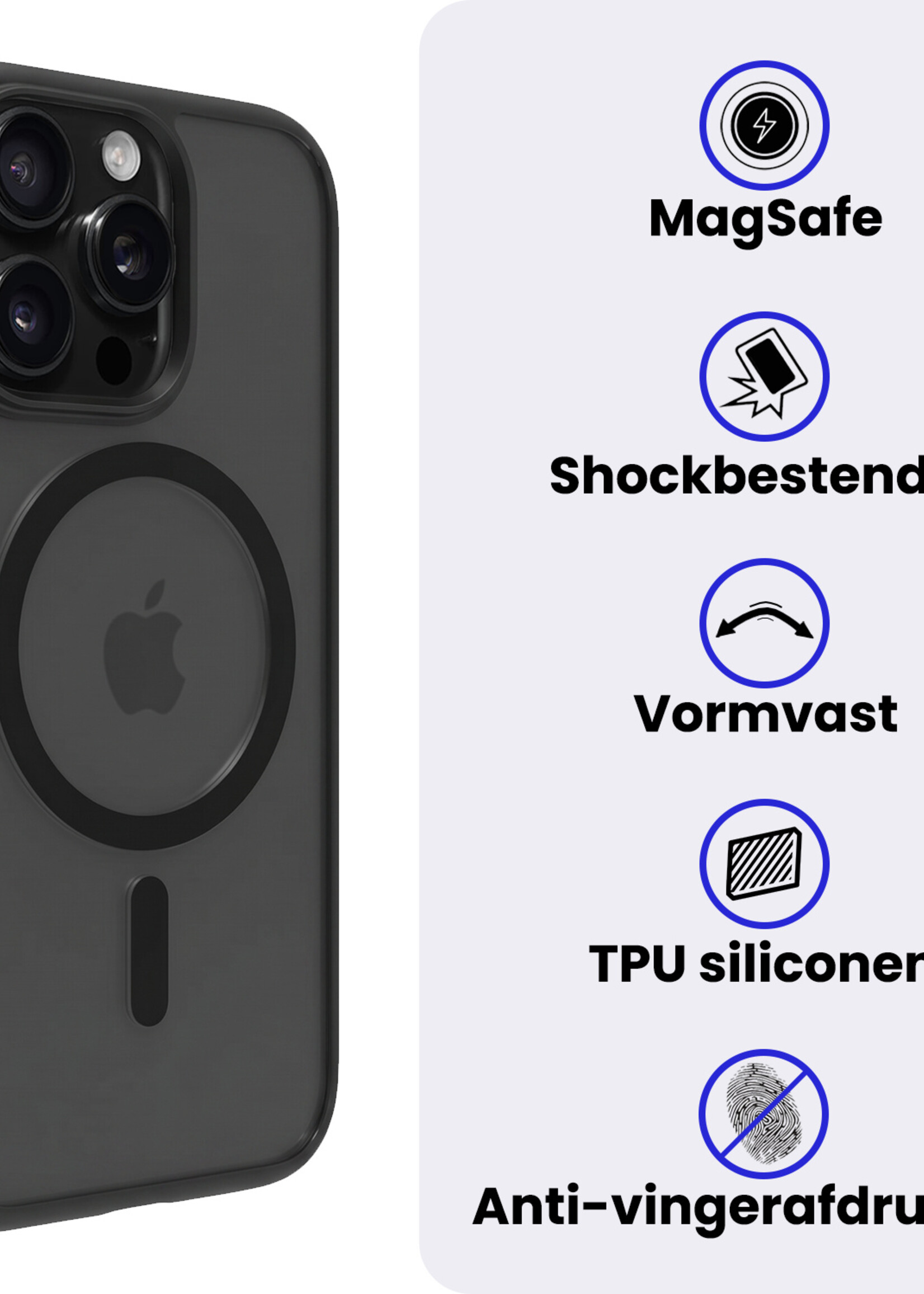 BTH BTH iPhone 14 Pro Magsafe Hoesje Zwart Met 2x Screenprotector