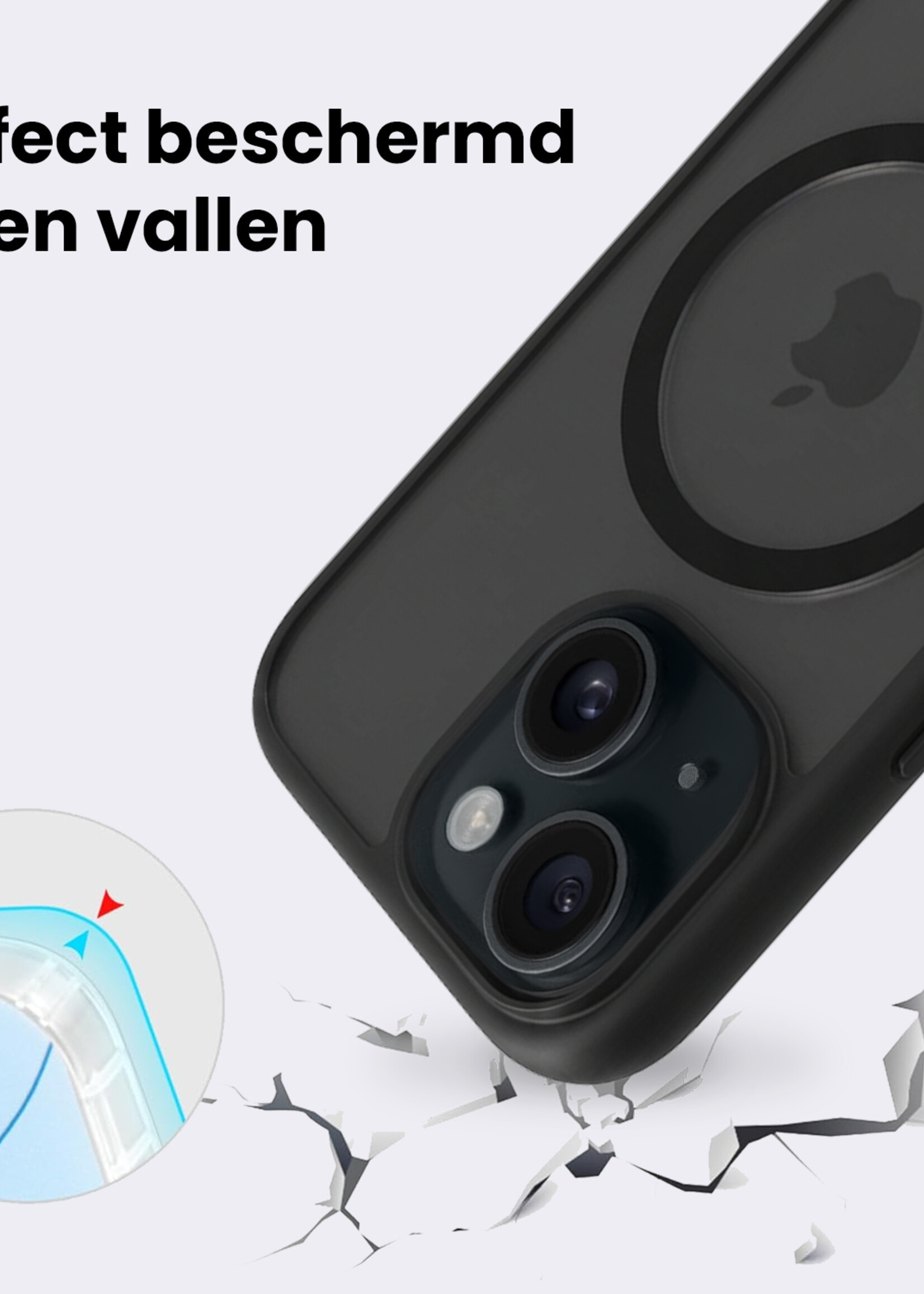 BTH BTH iPhone 15 Magsafe Hoesje Zwart Met Screenprotector