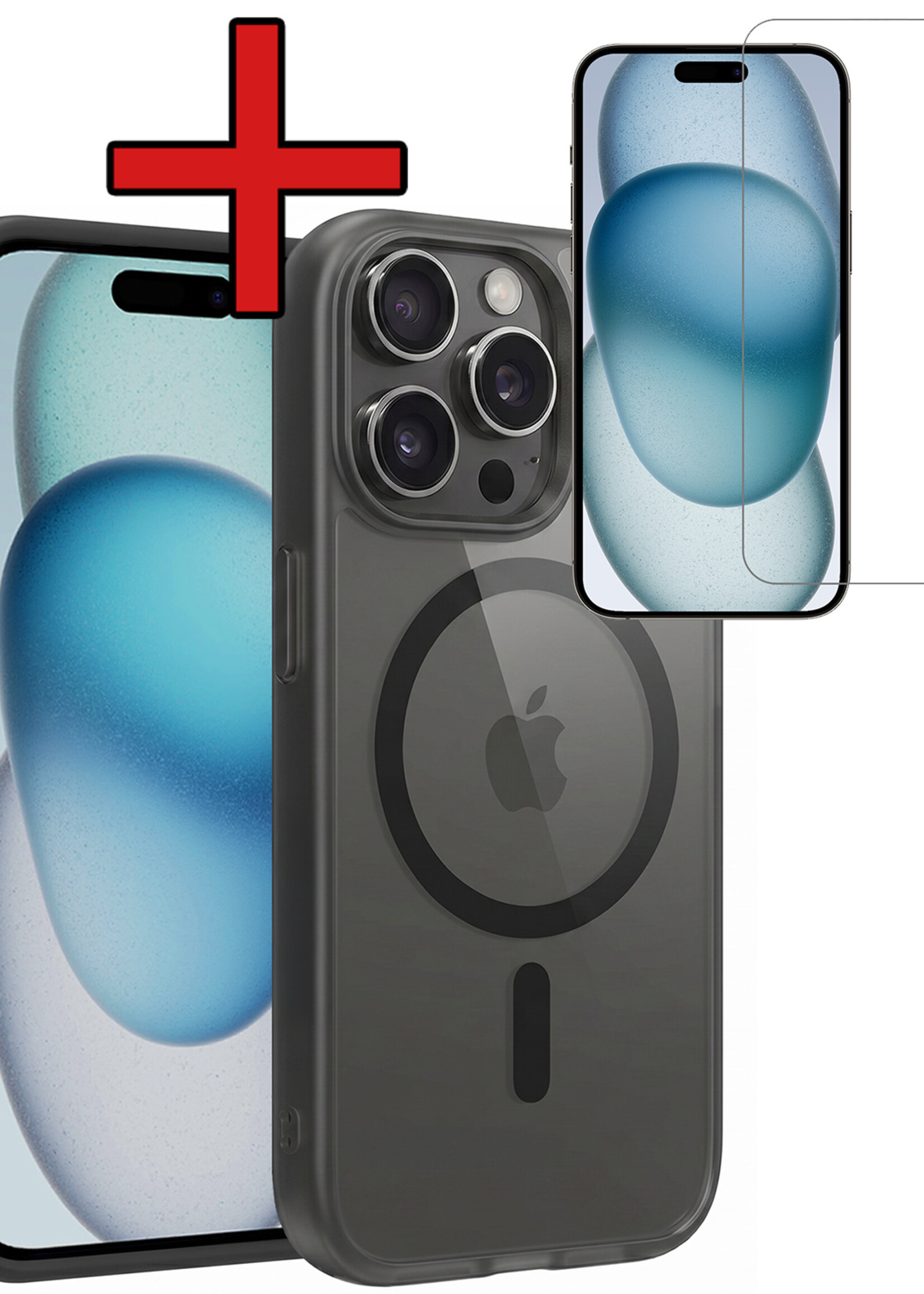 BTH BTH iPhone 15 Pro Magsafe Hoesje Zwart Met Screenprotector