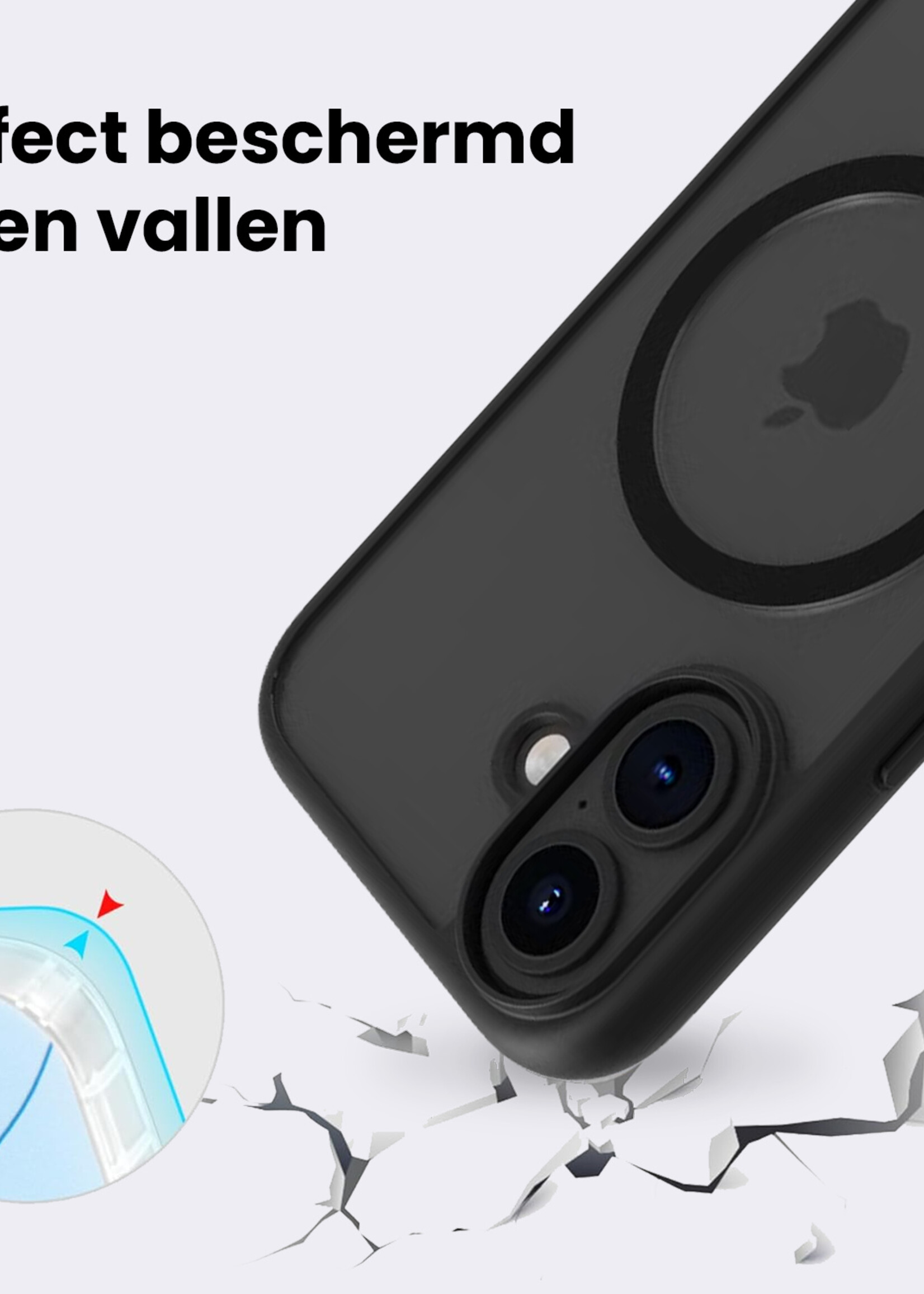 BTH BTH iPhone 16 Magsafe Hoesje Zwart Met Screenprotector