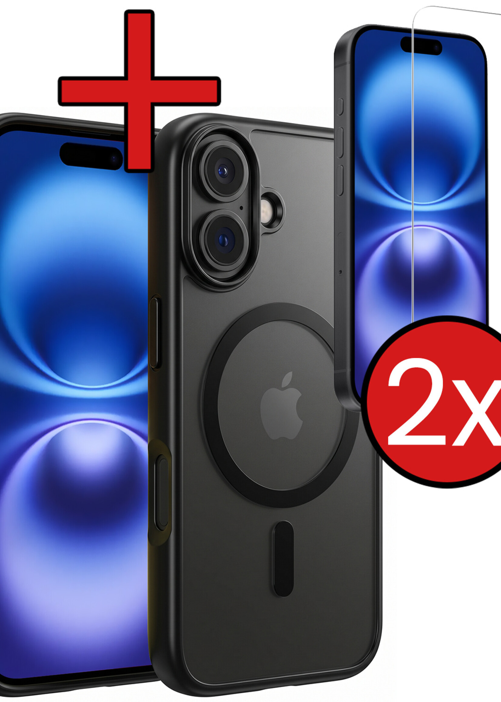 BTH BTH iPhone 16 Magsafe Hoesje Zwart Met 2x Screenprotector