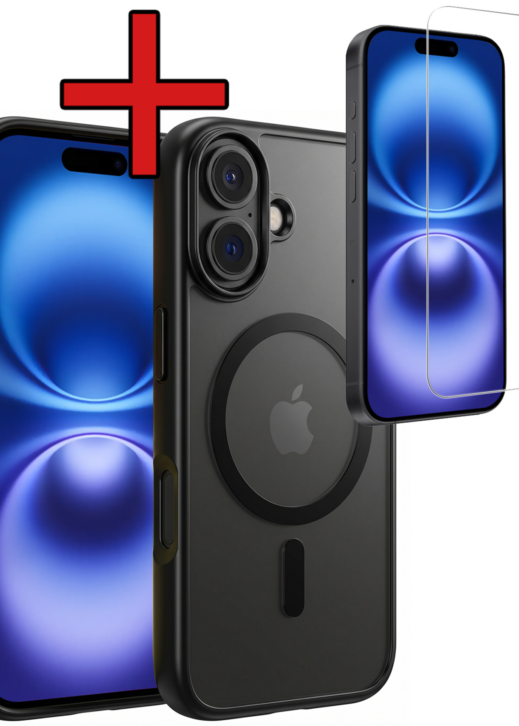 BTH BTH iPhone 16 Plus Magsafe Hoesje Zwart Met Screenprotector