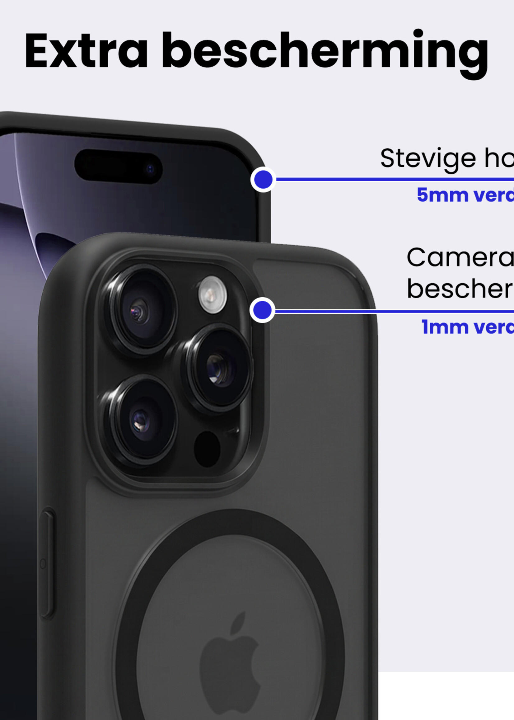 BTH BTH iPhone 16 Pro Magsafe Hoesje Zwart Met 2x Screenprotector
