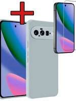 BTH BTH Google Pixel 11 Hoesje Siliconen Met Screenprotector - Lichtblauw
