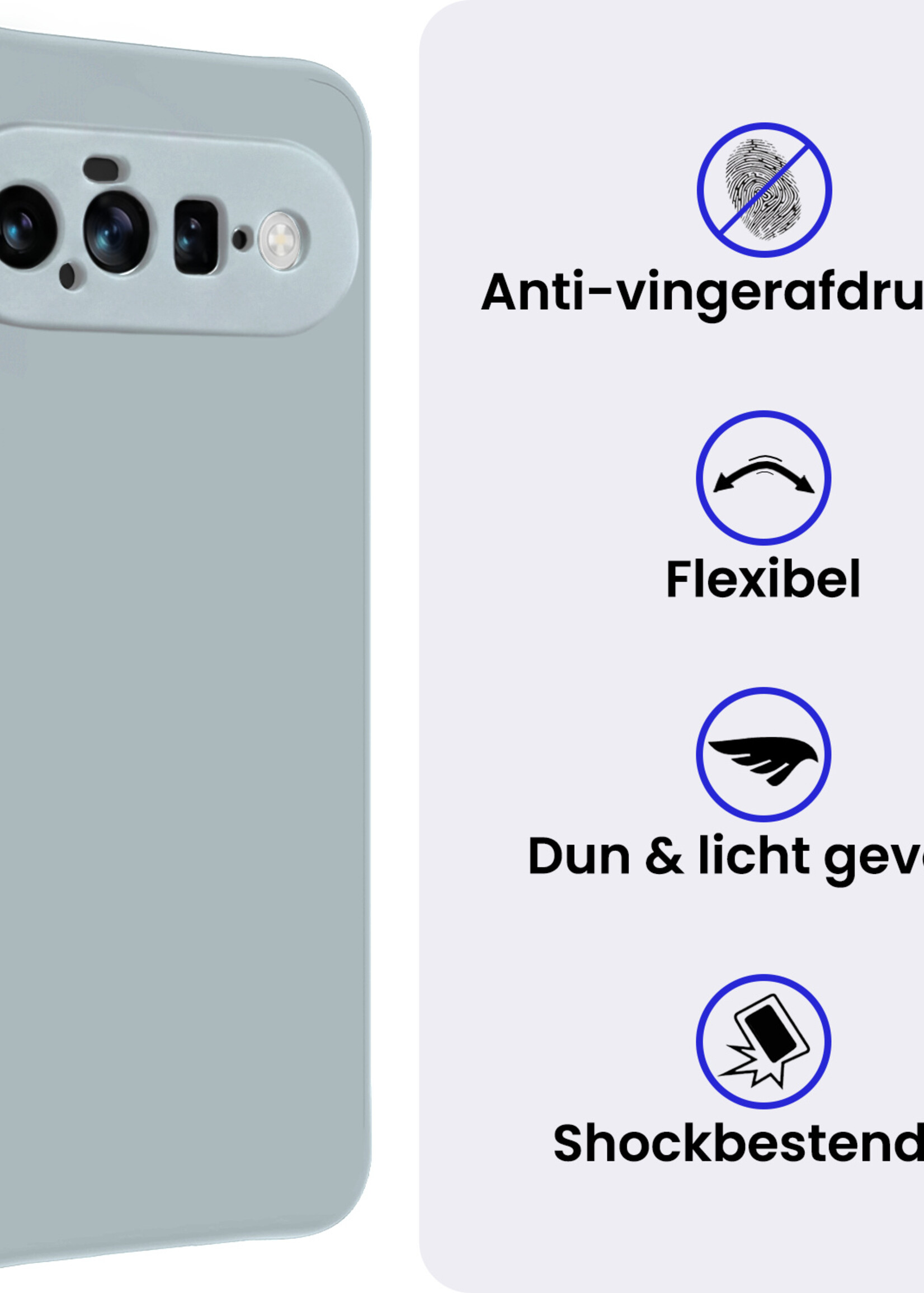 BTH BTH Google Pixel 11 Hoesje Siliconen Met 2x Screenprotector - Lichtblauw