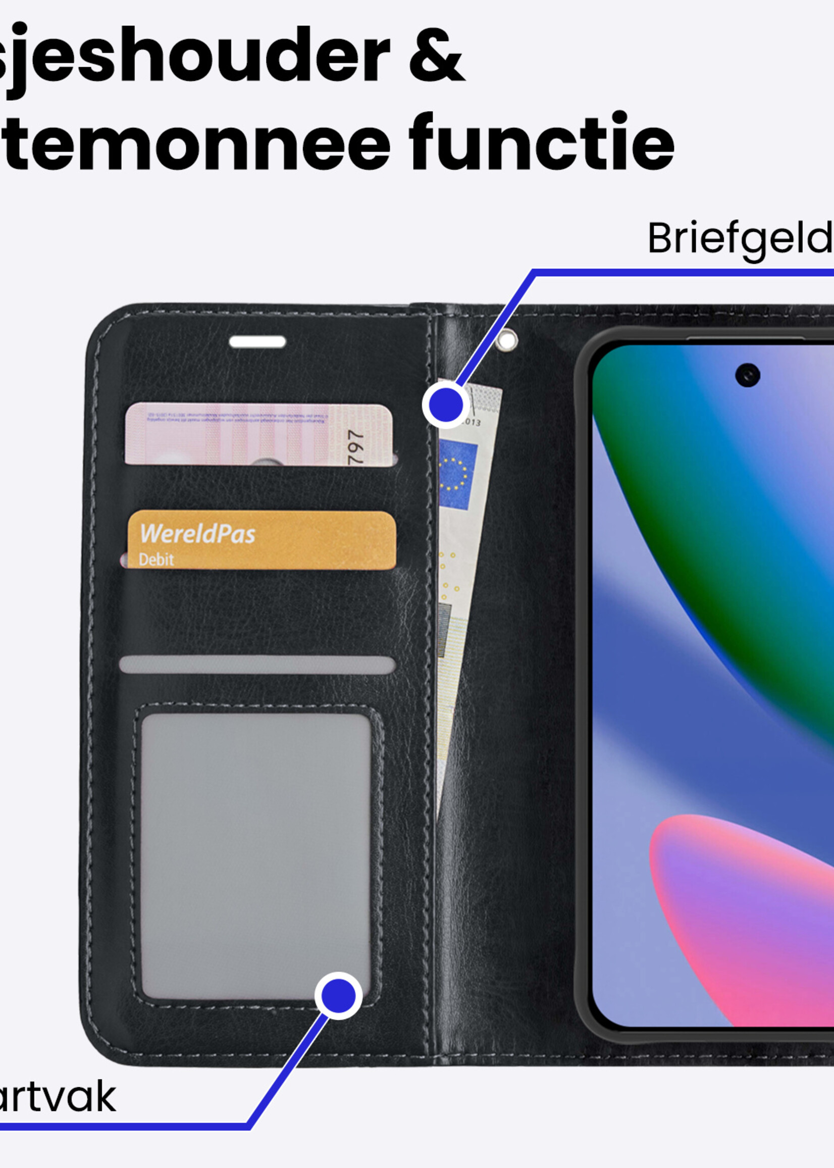 BTH BTH Google Pixel 11 Hoesje Bookcase Met Screenprotector - Zwart