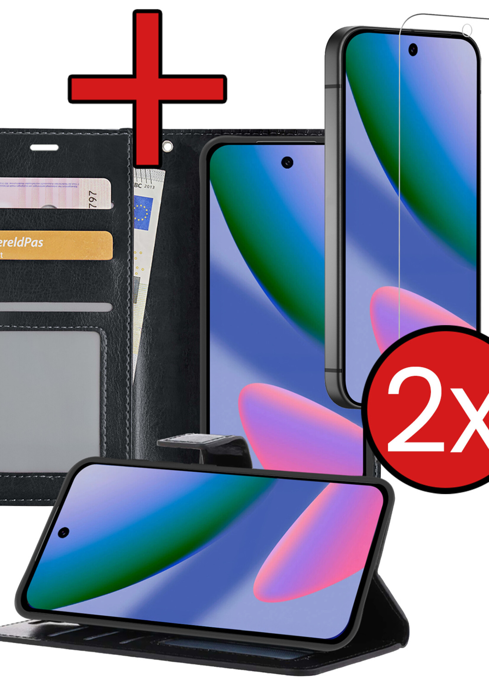 BTH BTH Google Pixel 11 Hoesje Bookcase Met 2x Screenprotector - Zwart