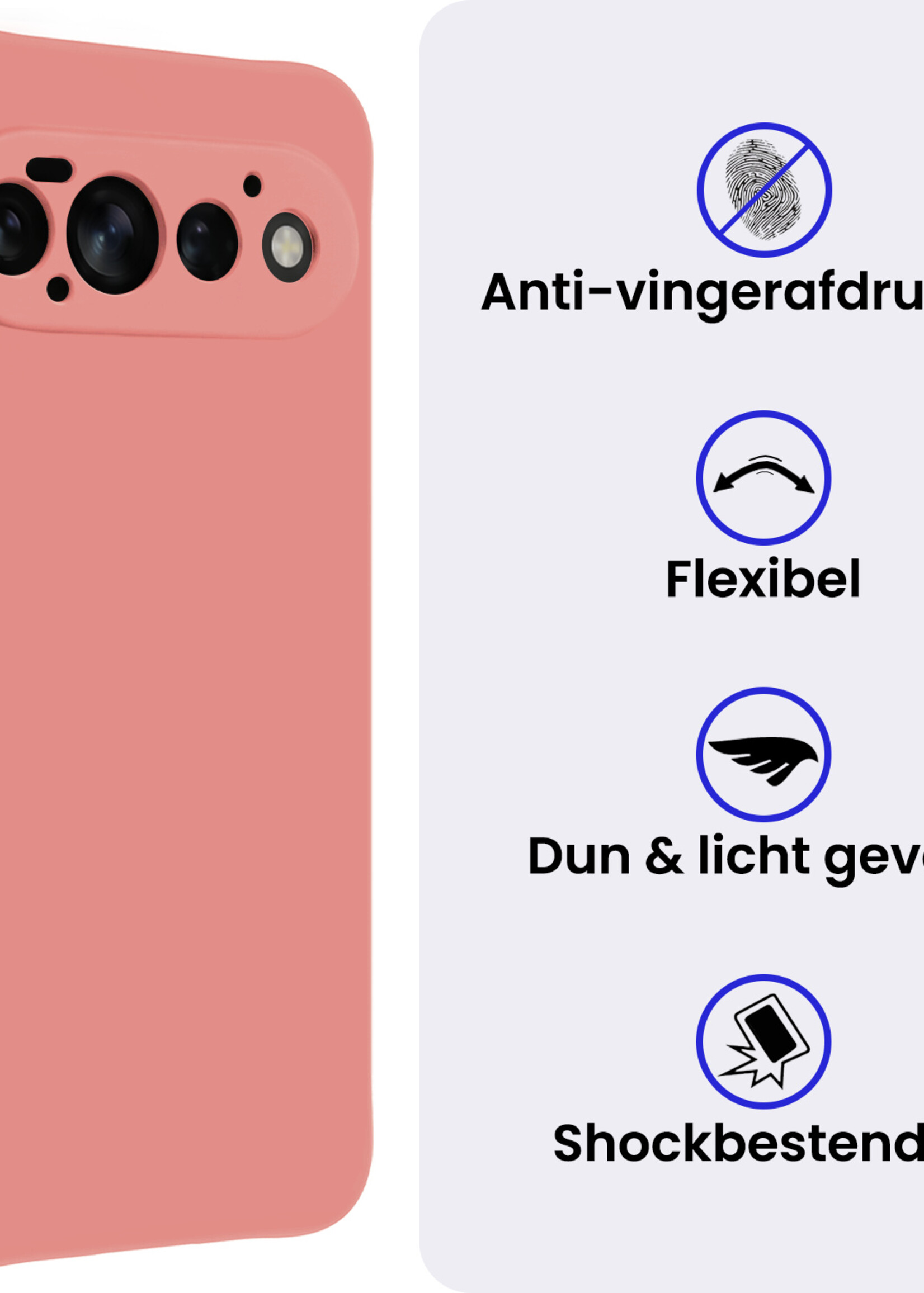 BTH BTH Google Pixel 11 Pro Hoesje Siliconen - Lichtroze