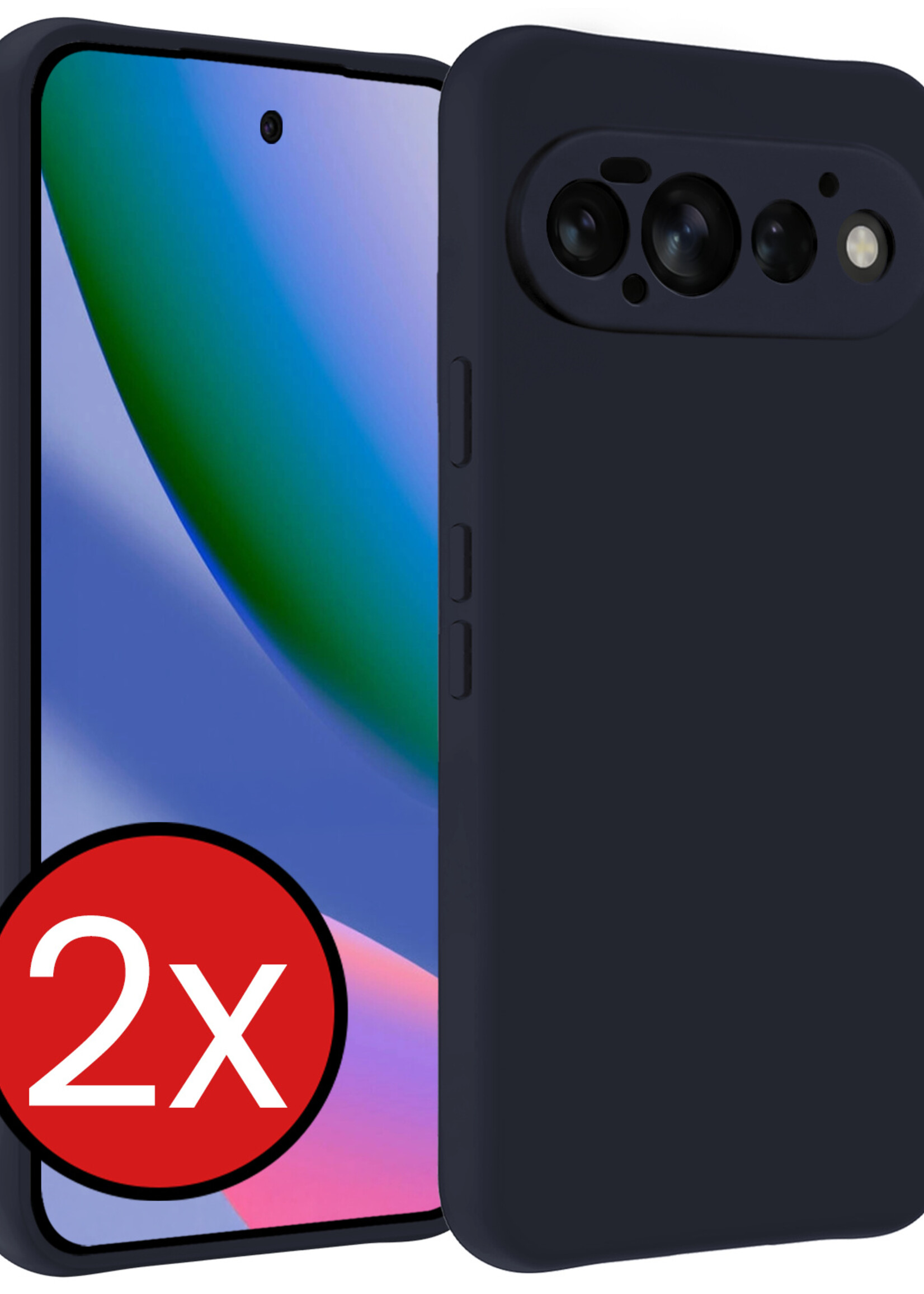 BTH BTH Google Pixel 11 Pro Hoesje Siliconen - Donkerblauw - 2 PACK