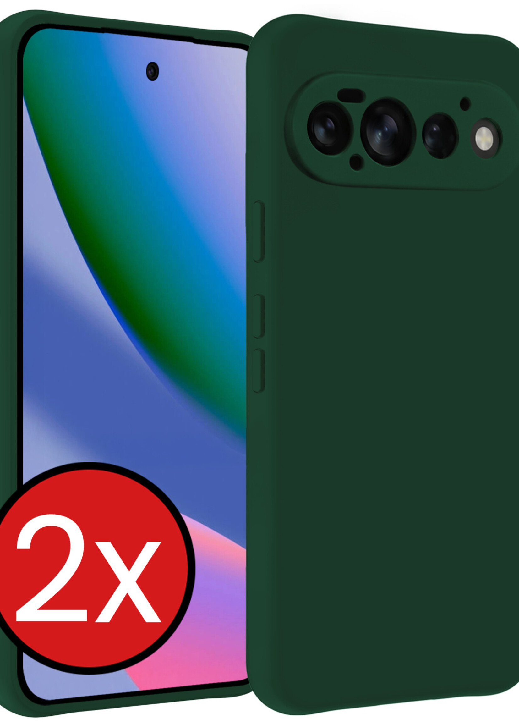 BTH BTH Google Pixel 11 Pro Hoesje Siliconen - Donkergroen - 2 PACK