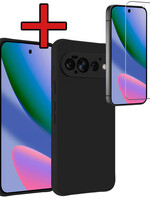 BTH BTH Google Pixel 11 Pro Hoesje Siliconen Met Screenprotector - Zwart