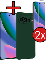 BTH BTH Google Pixel 11 Pro Hoesje Siliconen Met 2x Screenprotector - Donkergroen