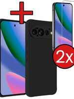 BTH BTH Google Pixel 11 Pro Hoesje Siliconen Met 2x Screenprotector - Zwart
