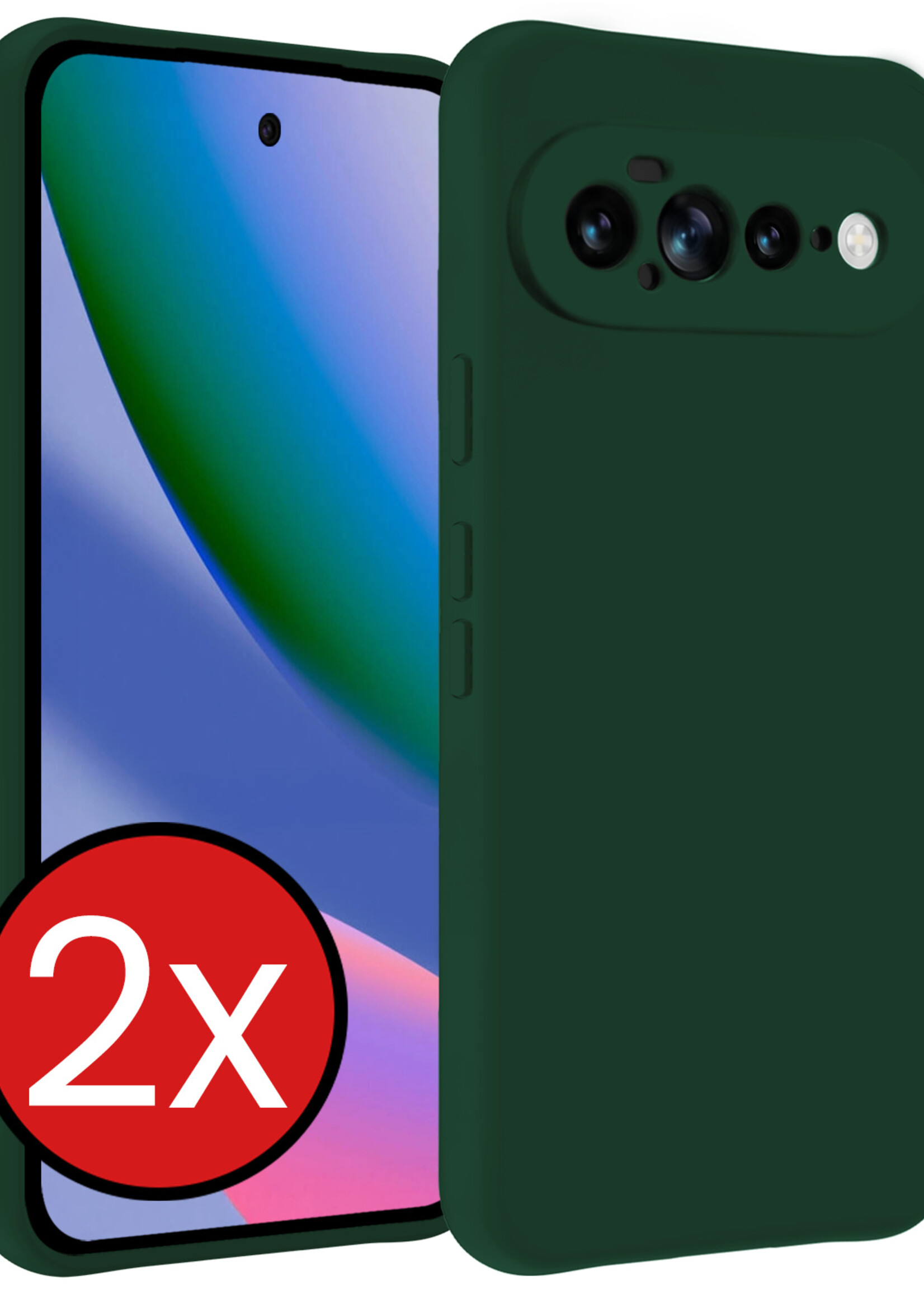 BTH BTH Google Pixel 11 Pro XL Hoesje Siliconen - Donkergroen - 2 PACK