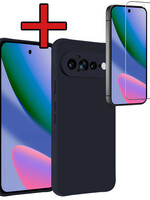 BTH BTH Google Pixel 11 Pro XL Hoesje Siliconen Met Screenprotector - Donkerblauw