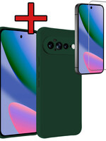 BTH BTH Google Pixel 11 Pro XL Hoesje Siliconen Met Screenprotector - Donkergroen