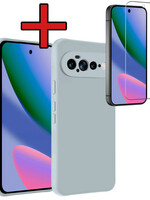 BTH BTH Google Pixel 11 Pro XL Hoesje Siliconen Met Screenprotector - Lichtblauw