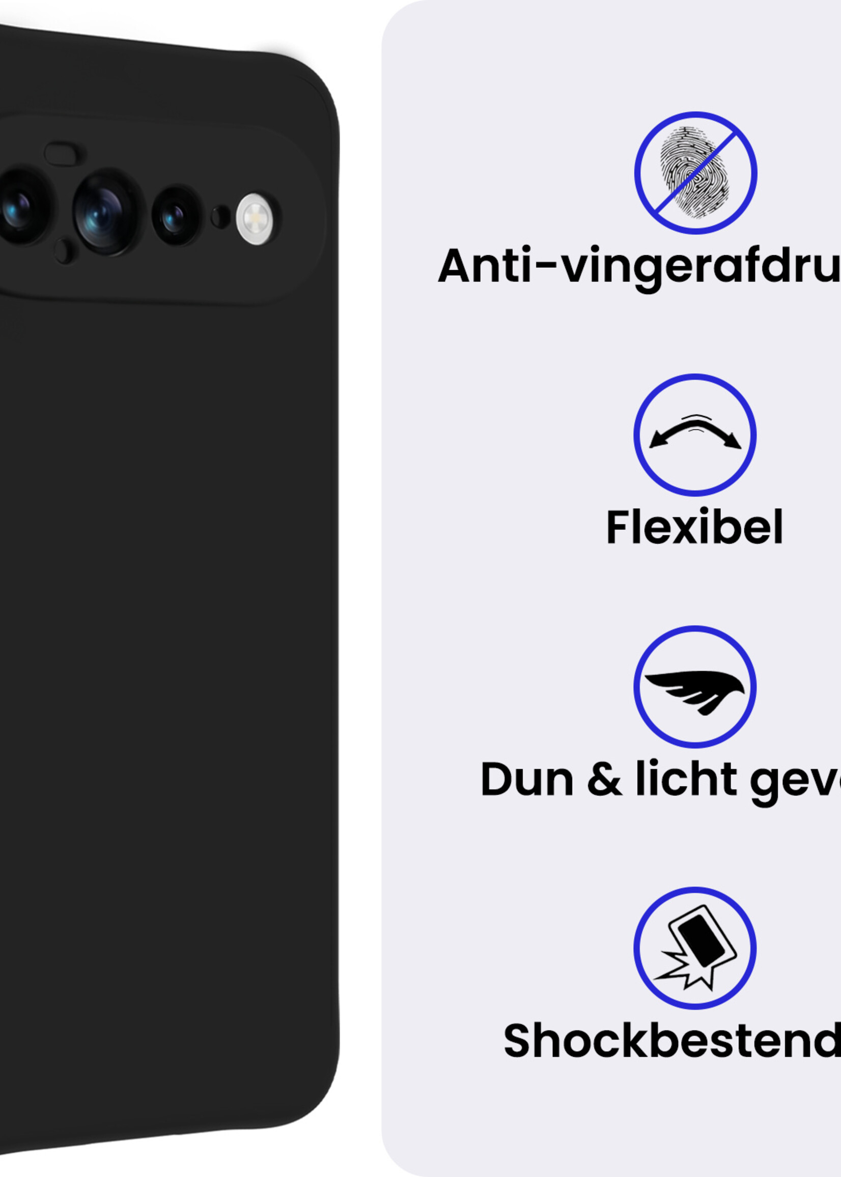 BTH BTH Google Pixel 11 Pro XL Hoesje Siliconen Met Screenprotector - Zwart