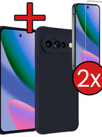 BTH BTH Google Pixel 11 Pro XL Hoesje Siliconen Met 2x Screenprotector - Donkerblauw