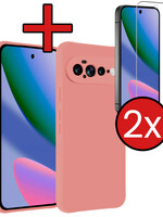 BTH BTH Google Pixel 11 Pro XL Hoesje Siliconen Met 2x Screenprotector - Lichtroze