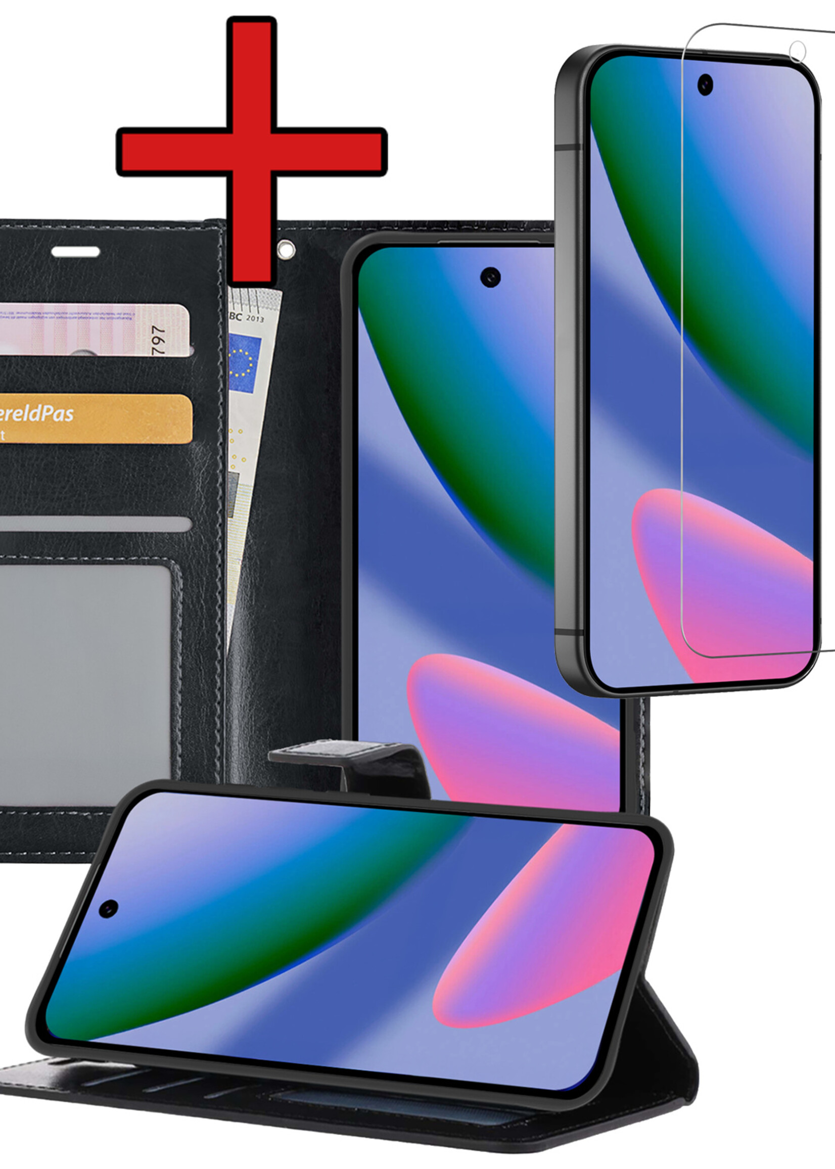 BTH BTH Google Pixel 11 Pro XL Hoesje Bookcase Met Screenprotector - Zwart