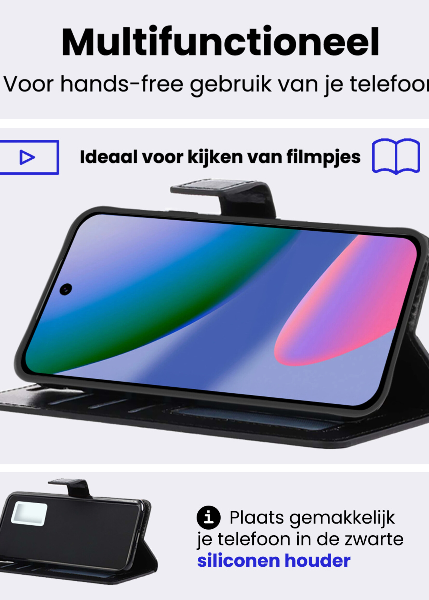 BTH BTH Google Pixel 11 Pro XL Hoesje Bookcase Met Screenprotector - Zwart