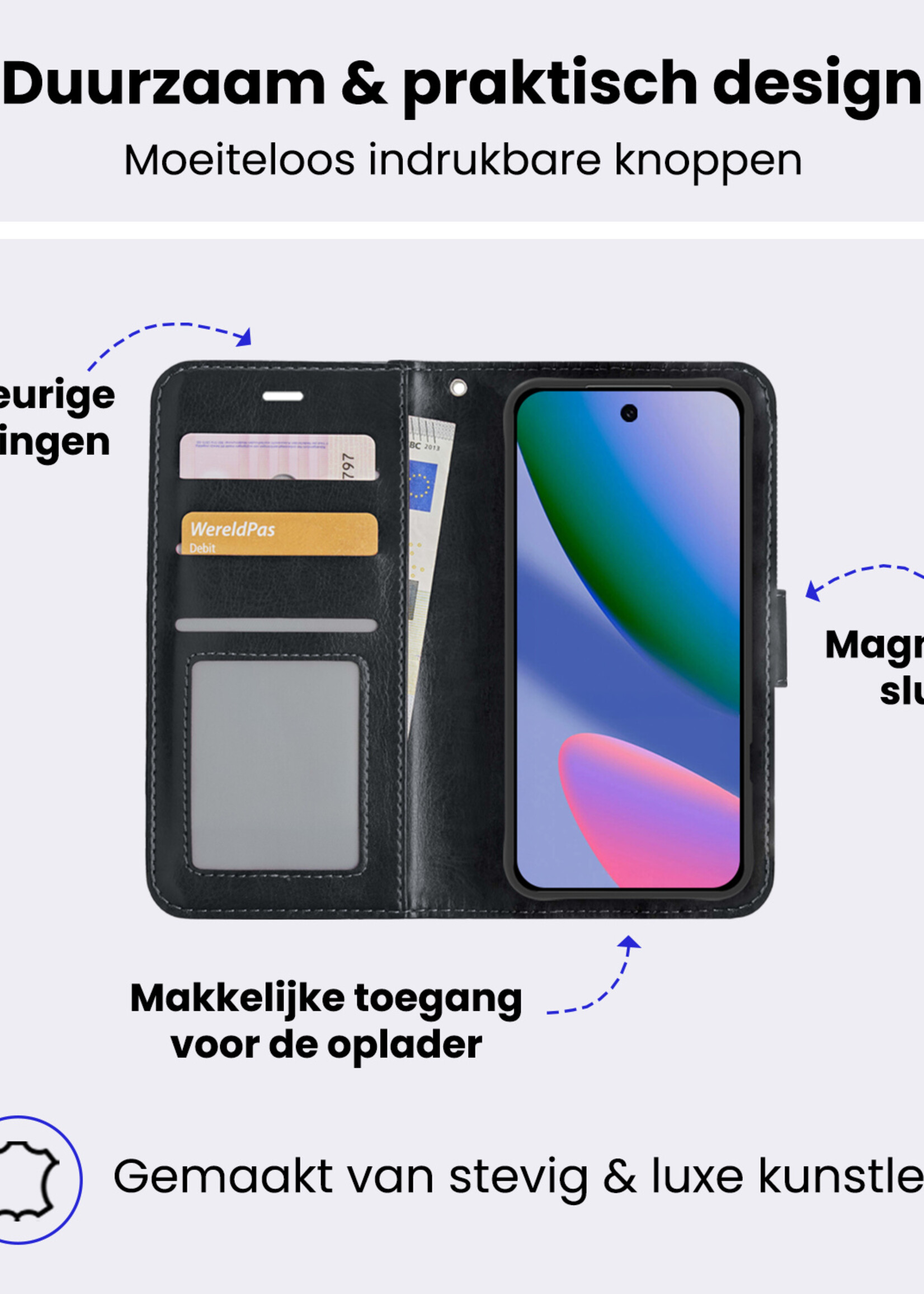BTH BTH Google Pixel 11 Pro XL Hoesje Bookcase Met Screenprotector - Zwart
