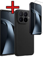 BTH BTH Xiaomi 17T Hoesje Siliconen Met Screenprotector - Zwart