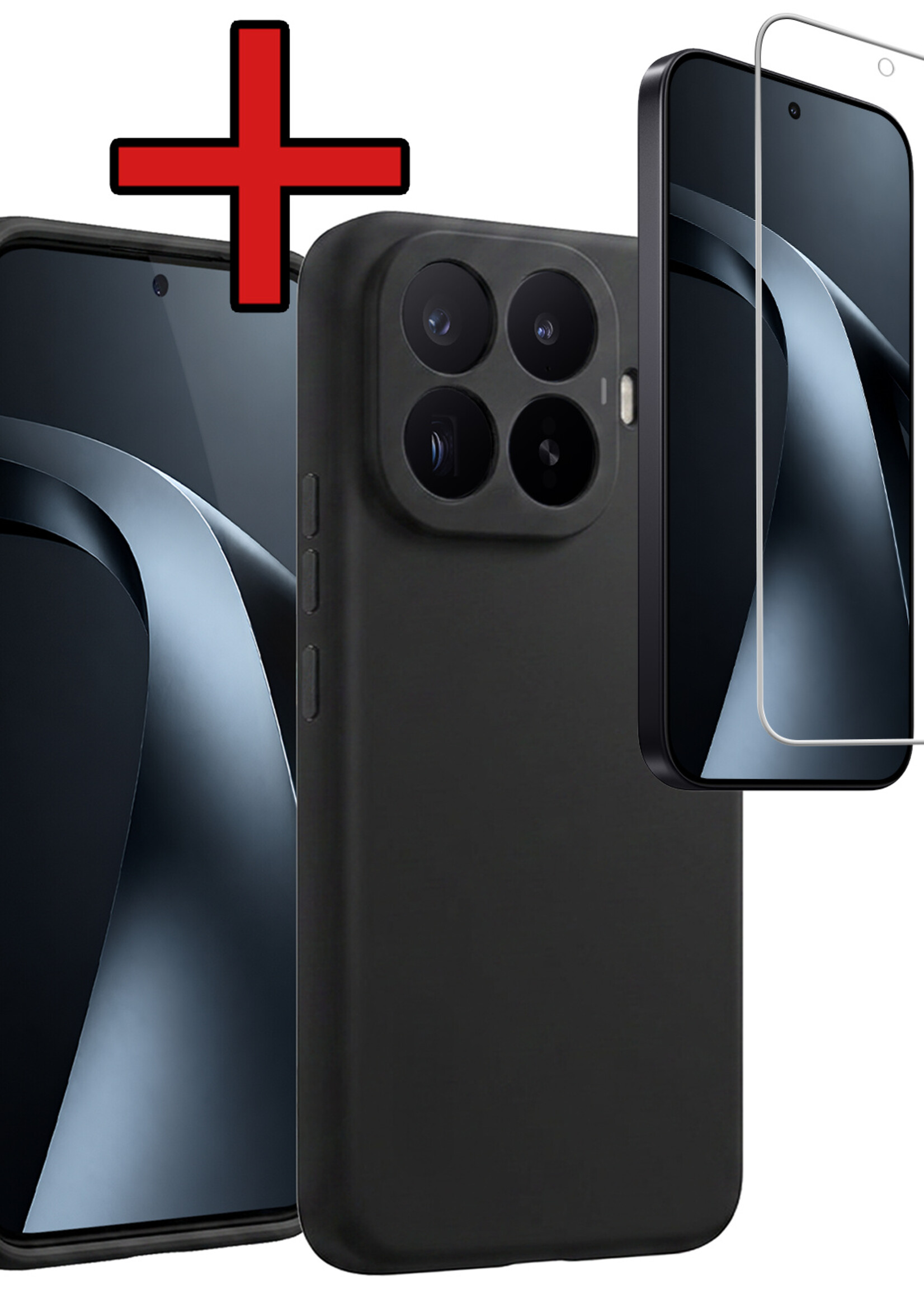 BTH BTH Xiaomi 17T Hoesje Siliconen Met Screenprotector - Zwart