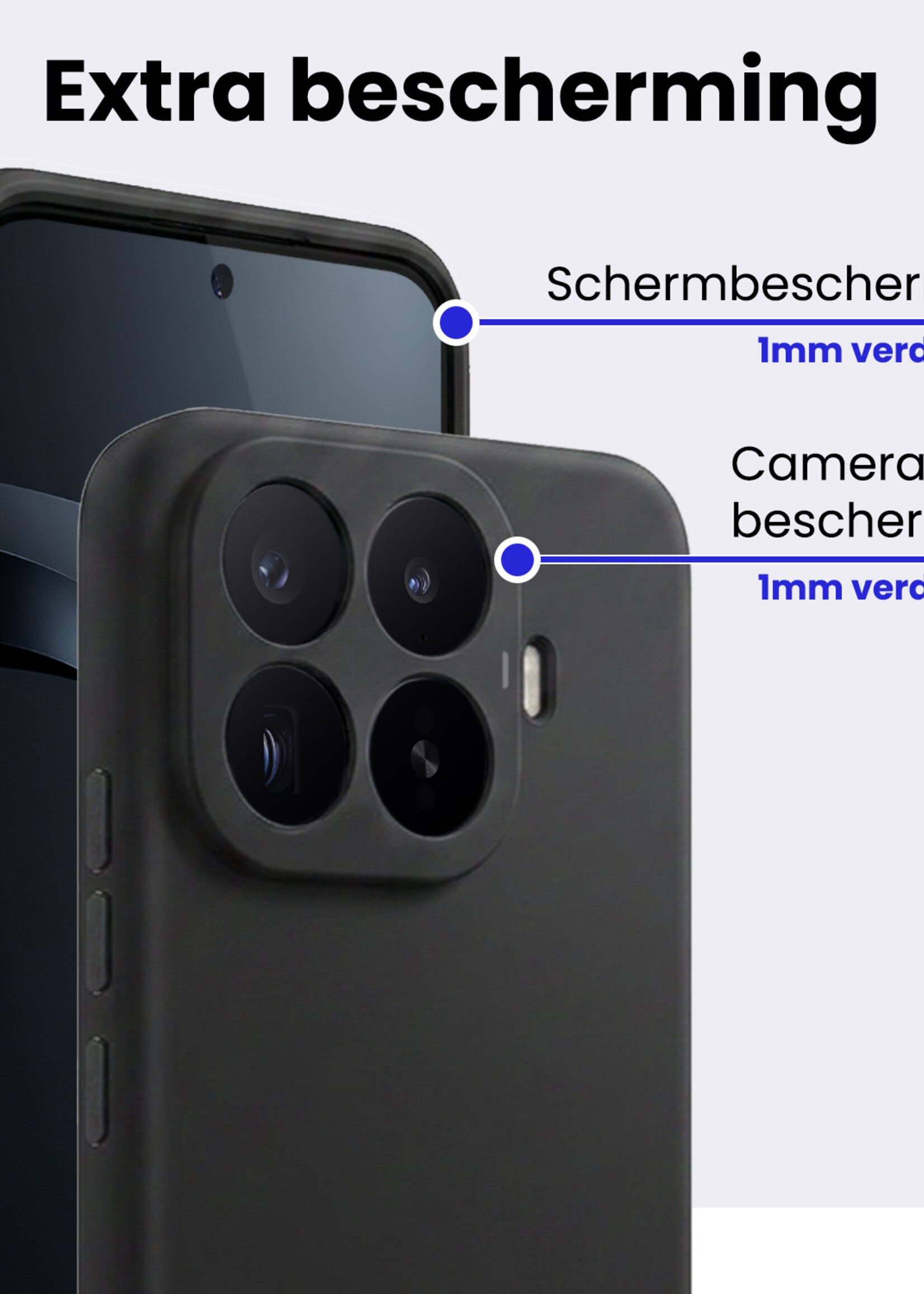 BTH BTH Xiaomi 17T Hoesje Siliconen Met Screenprotector - Zwart