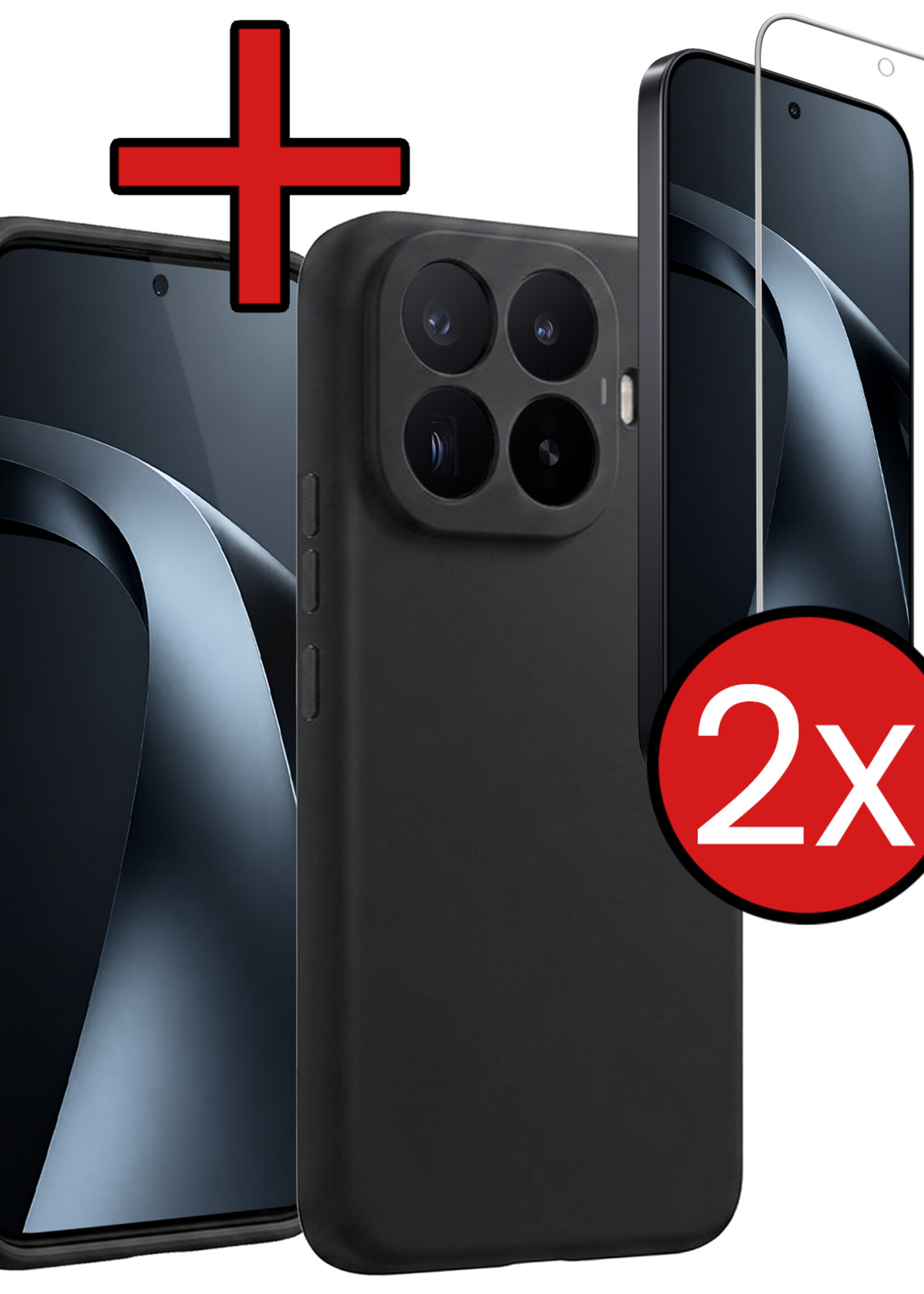 BTH BTH Xiaomi 17T Hoesje Siliconen Met 2x Screenprotector - Zwart