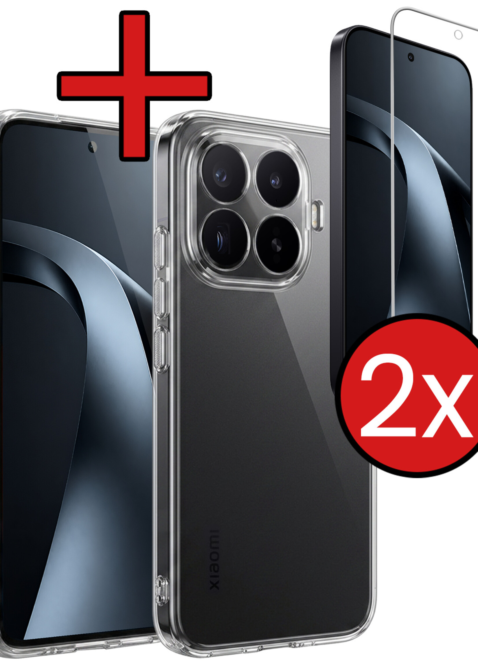 BTH BTH Xiaomi 17T Pro Hoesje Siliconen Met 2x Screenprotector - Transparant