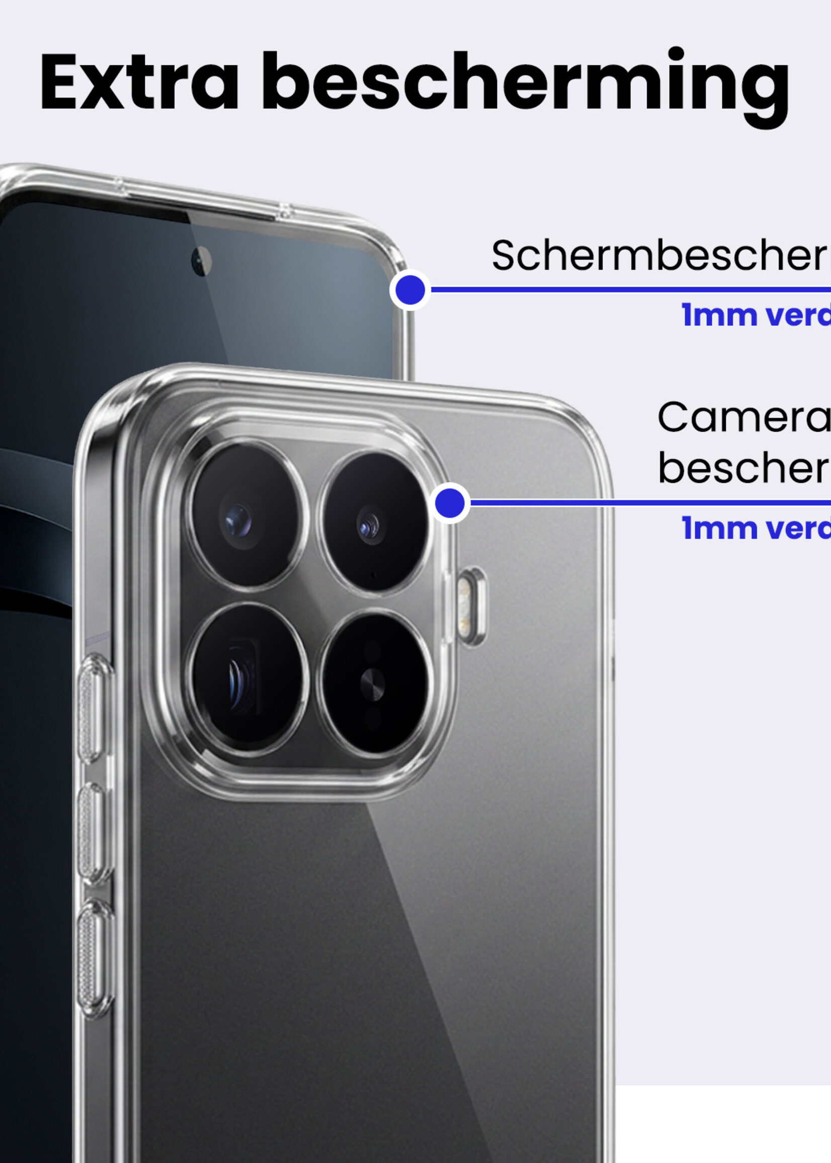 BTH BTH Xiaomi 17T Pro Hoesje Siliconen Met 2x Screenprotector - Transparant