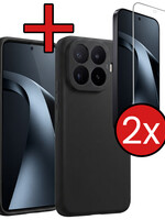 BTH BTH Xiaomi 17T Pro Hoesje Siliconen Met 2x Screenprotector - Zwart