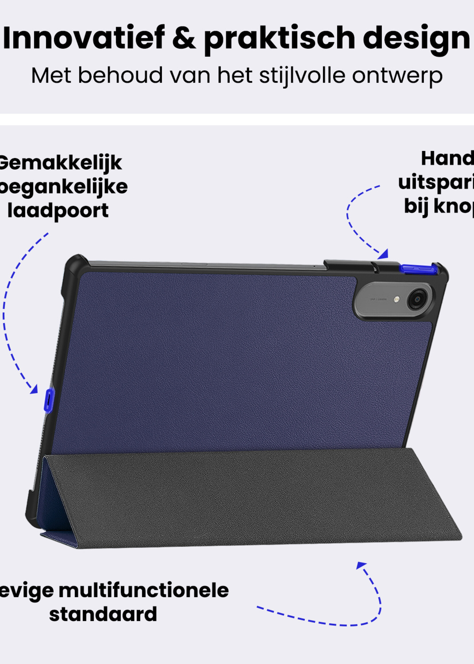 BTH BTH Lenovo Idea Tab Pro Gen 2 Hoesje Met Screenprotector - Donkerblauw