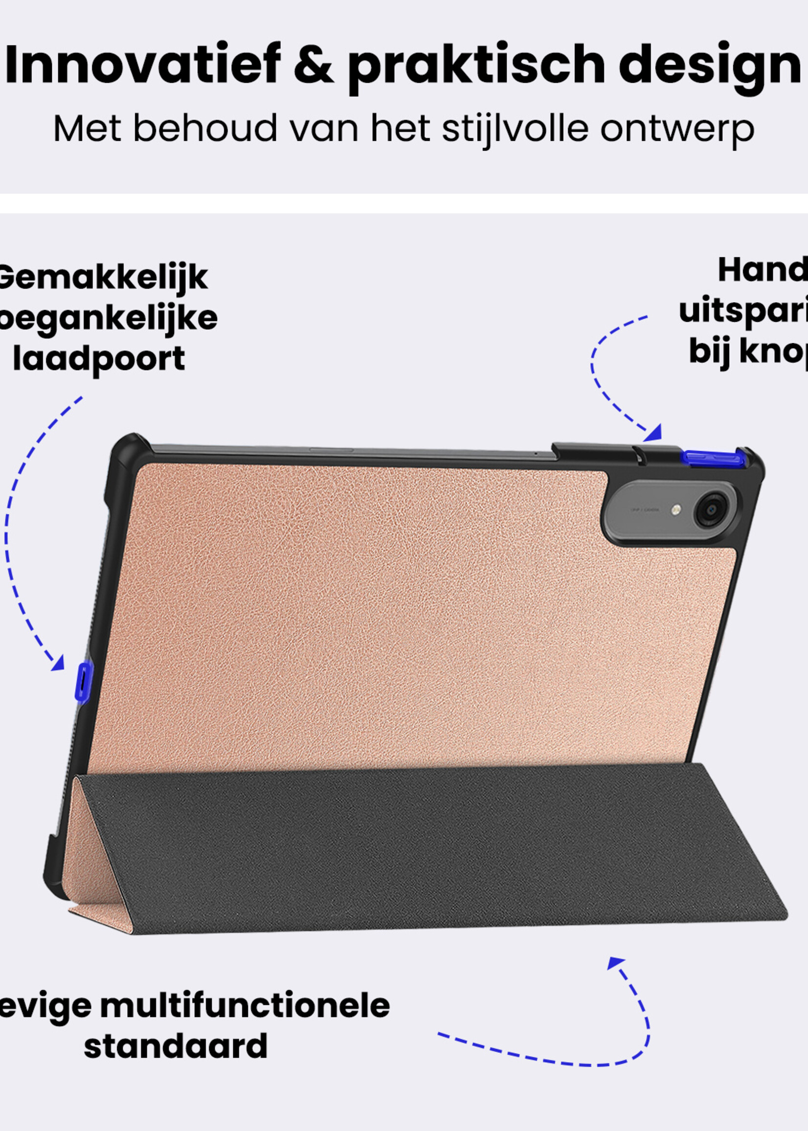 BTH BTH Lenovo Idea Tab Pro Gen 2 Hoesje Met Screenprotector - Rose Goud