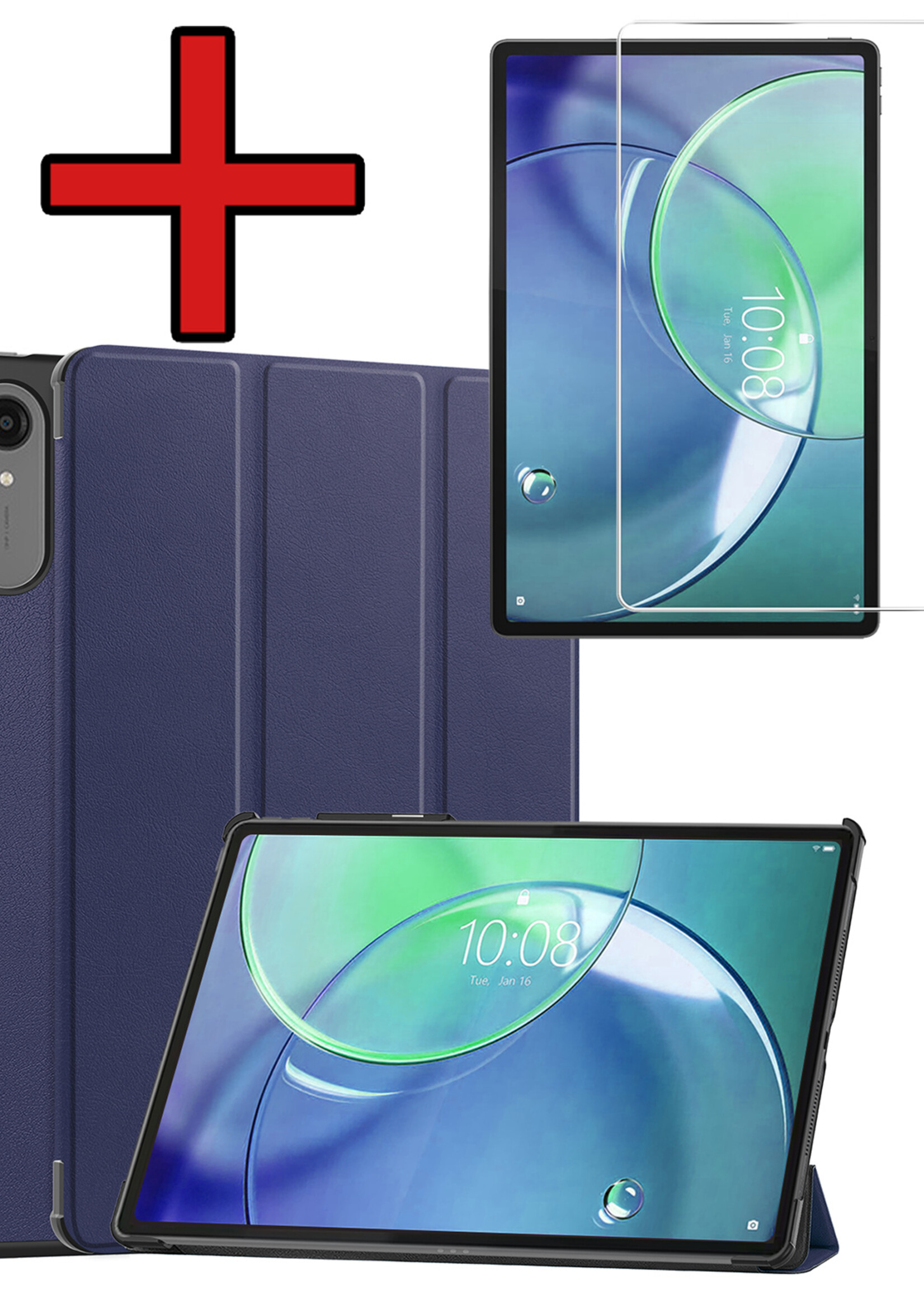 BTH BTH Lenovo Idea Tab Pro Gen 2 Hoesje Met Uitsparing Lenovo Pen Met Screenprotector - Donkerblauw