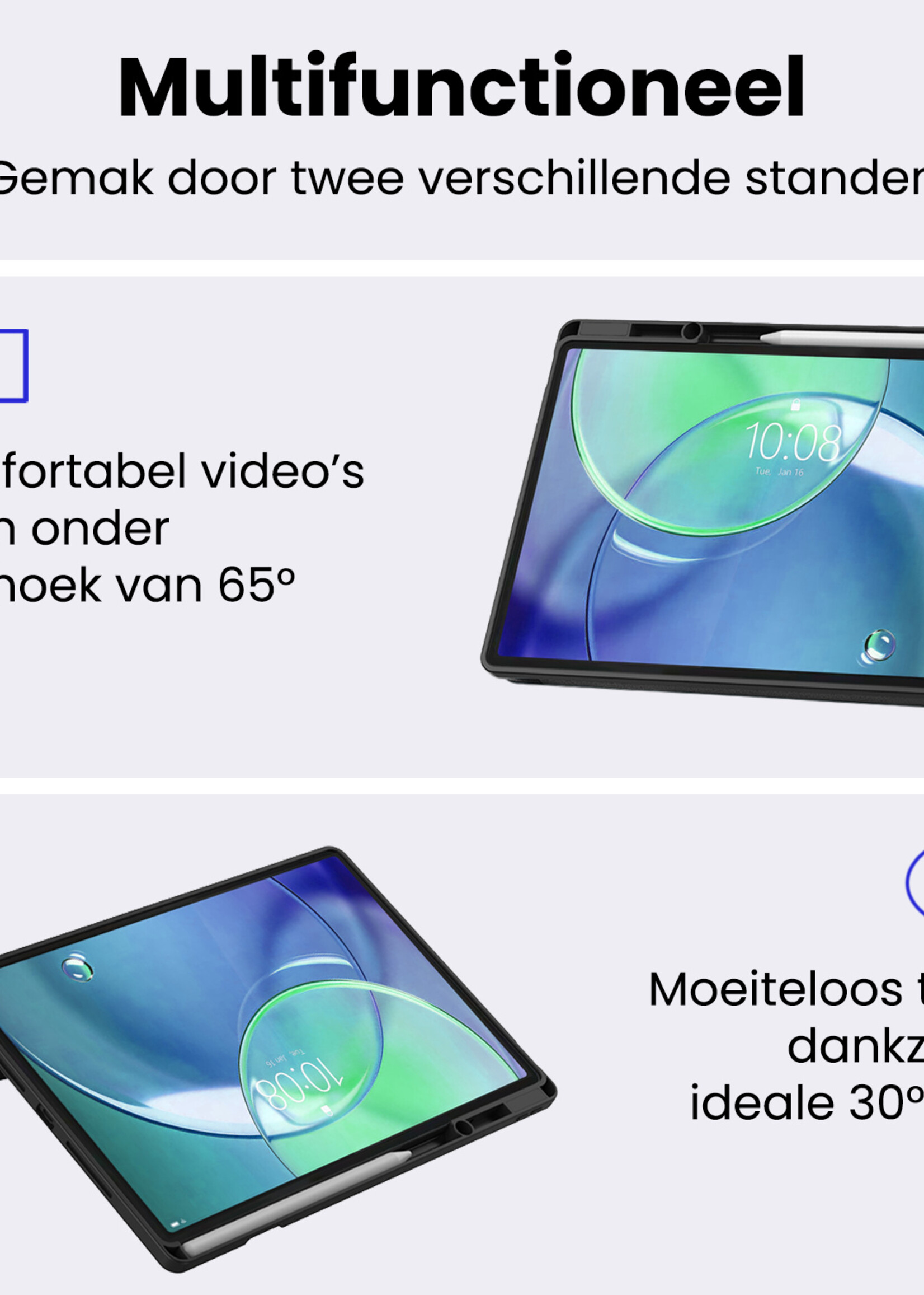 BTH BTH Lenovo Idea Tab Pro Gen 2 Hoesje Met Uitsparing Lenovo Pen Met Screenprotector - Donkerblauw