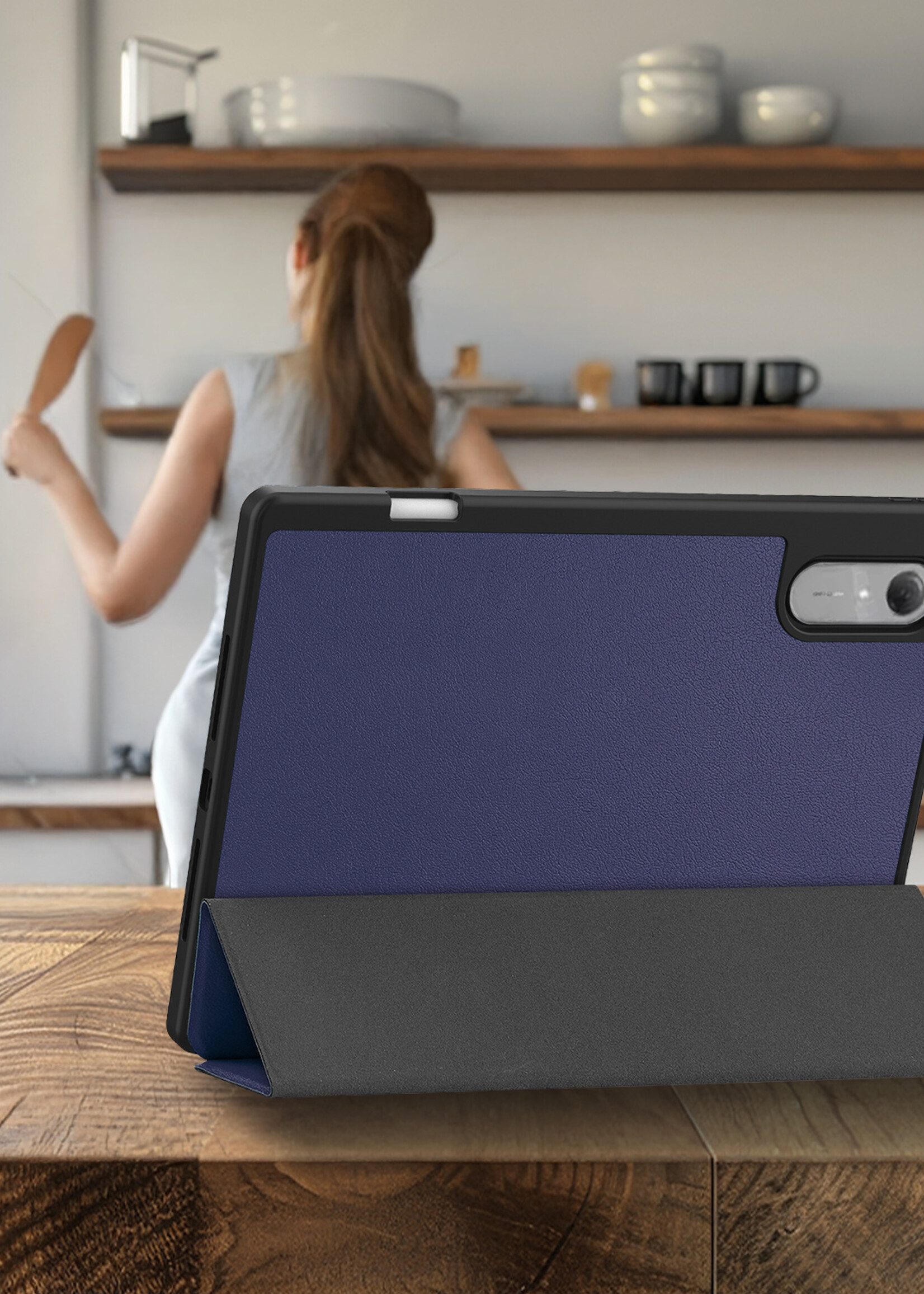 BTH BTH Lenovo Idea Tab Pro Gen 2 Hoesje Met Uitsparing Lenovo Pen Met Screenprotector - Donkerblauw