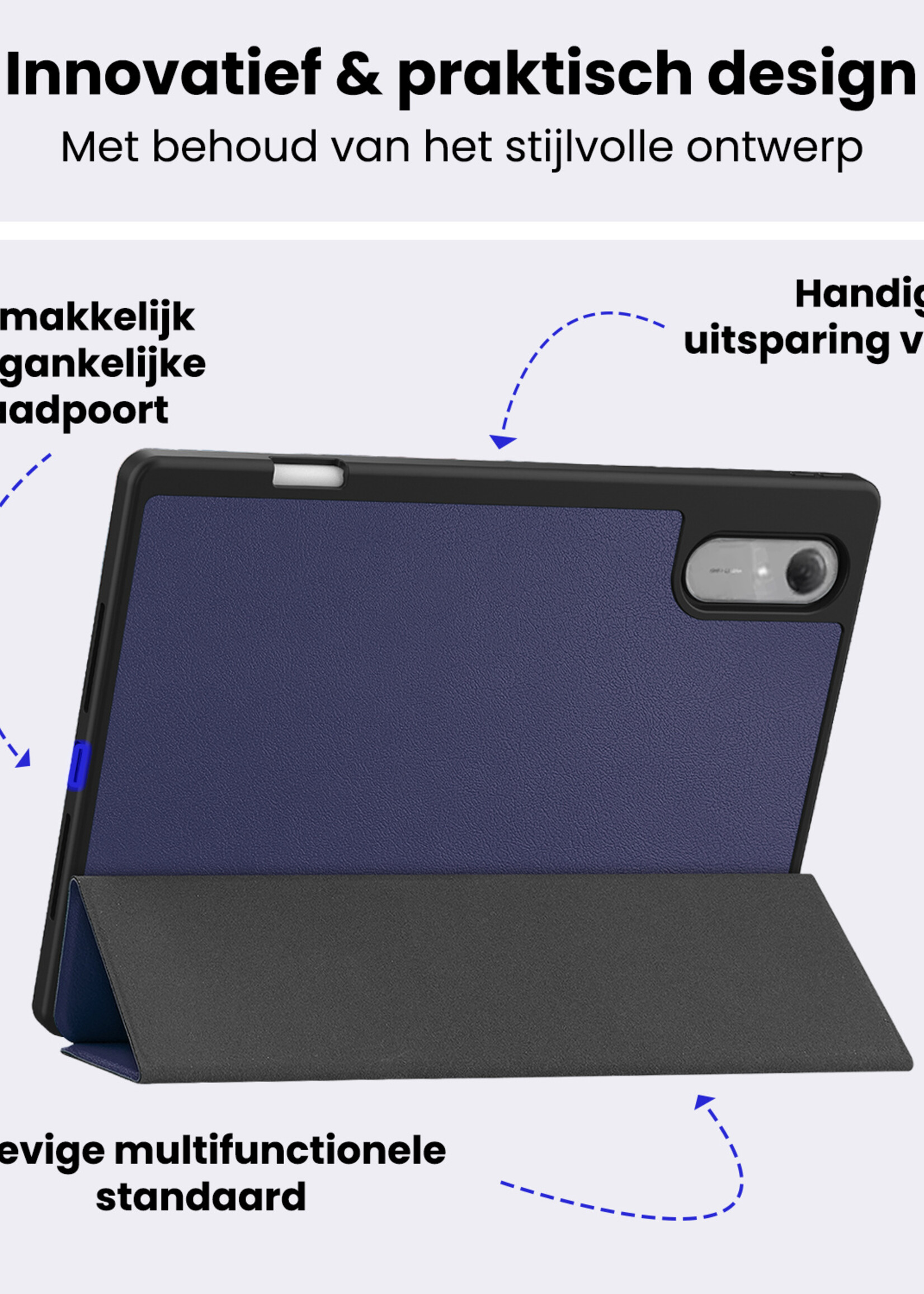 BTH BTH Lenovo Idea Tab Pro Gen 2 Hoesje Met Uitsparing Lenovo Pen Met Screenprotector - Donkerblauw