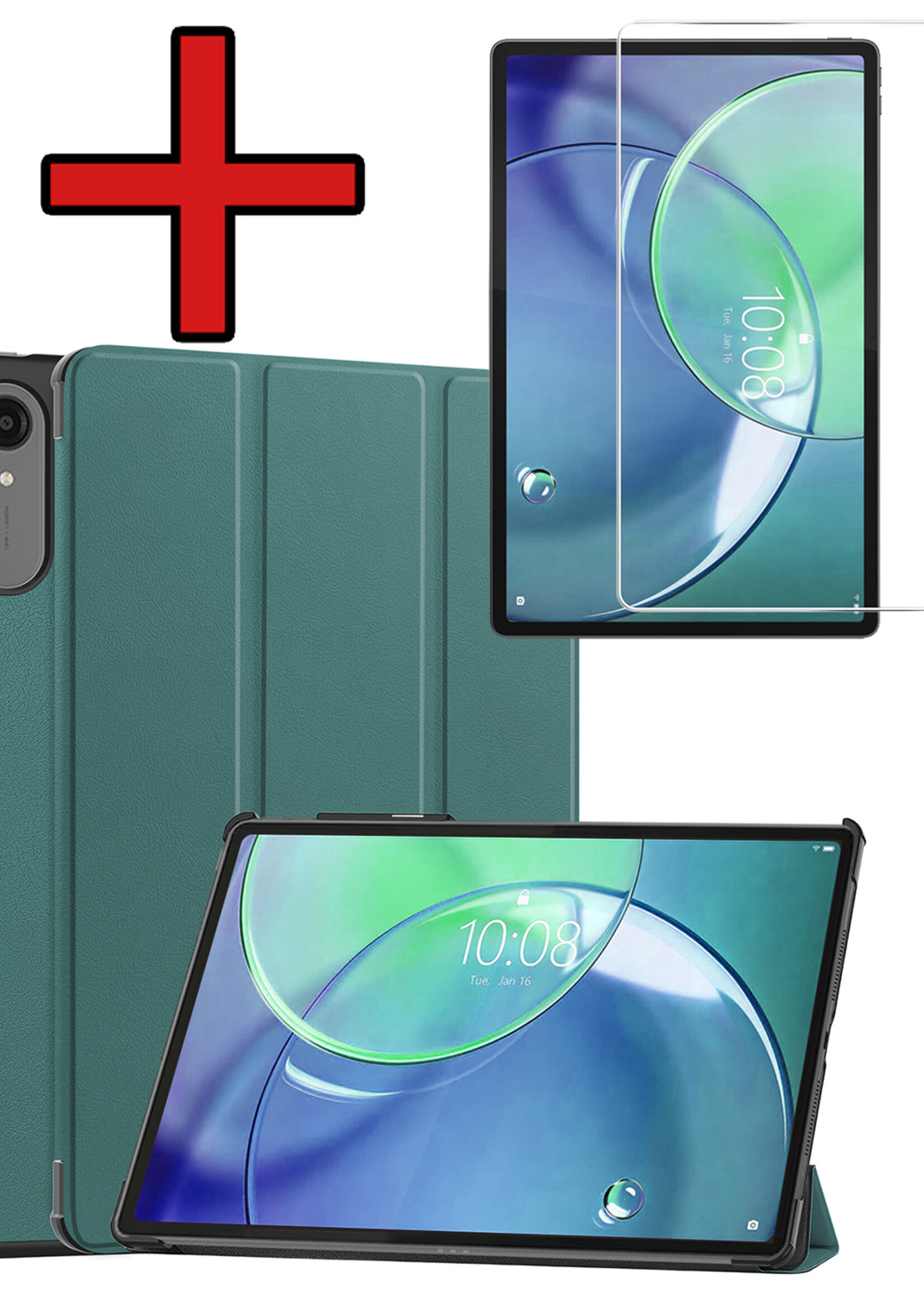 BTH BTH Lenovo Idea Tab Pro Gen 2 Hoesje Met Uitsparing Lenovo Pen Met Screenprotector - Donkergroen