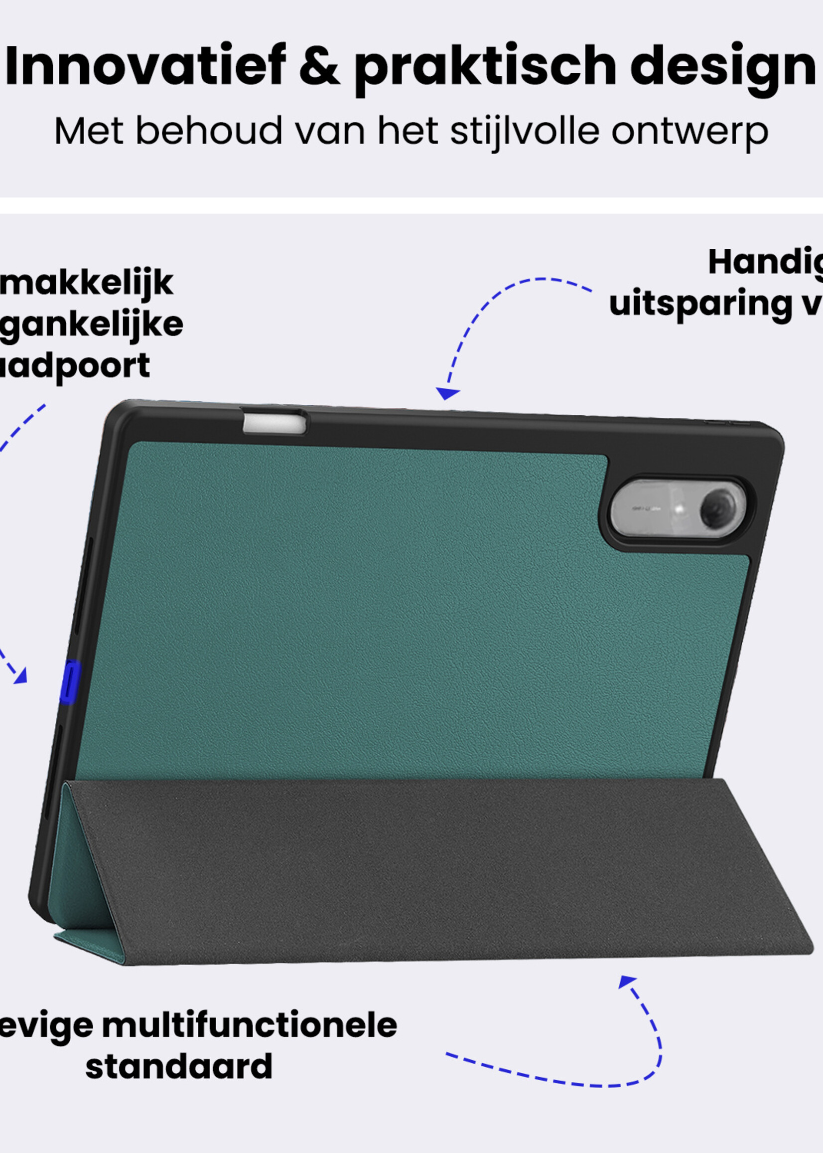 BTH BTH Lenovo Idea Tab Pro Gen 2 Hoesje Met Uitsparing Lenovo Pen Met Screenprotector - Donkergroen