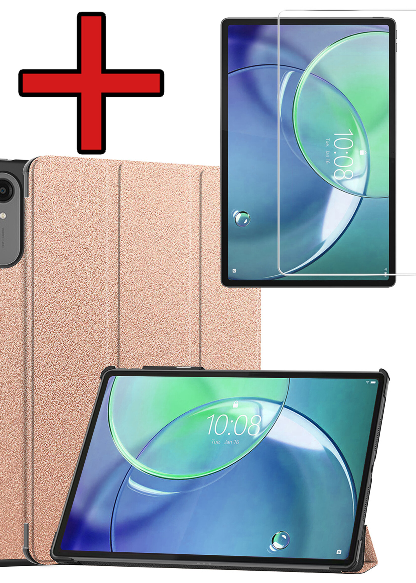 BTH BTH Lenovo Idea Tab Pro Gen 2 Hoesje Met Uitsparing Lenovo Pen Met Screenprotector - Rose Goud