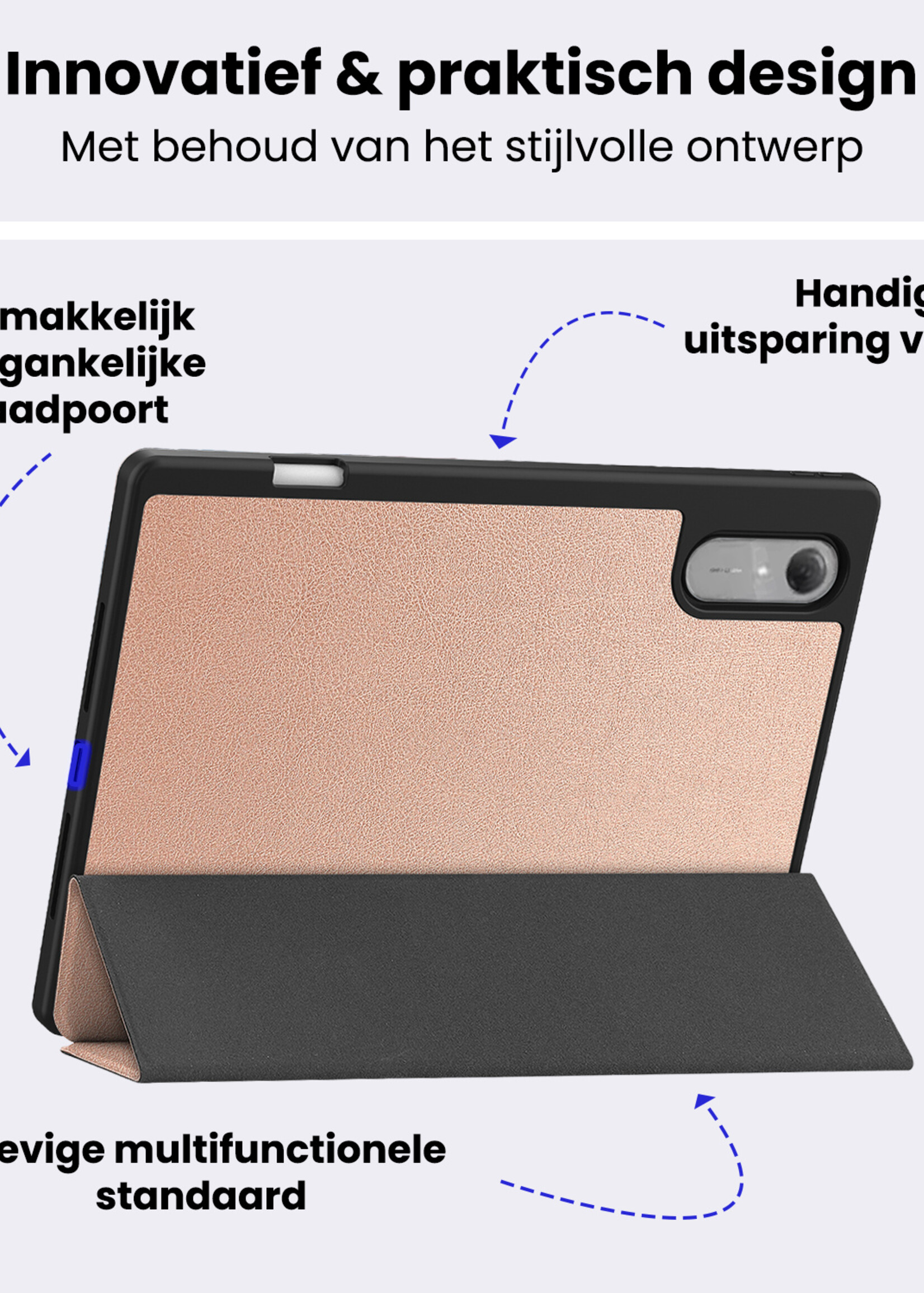 BTH BTH Lenovo Idea Tab Pro Gen 2 Hoesje Met Uitsparing Lenovo Pen Met Screenprotector - Rose Goud