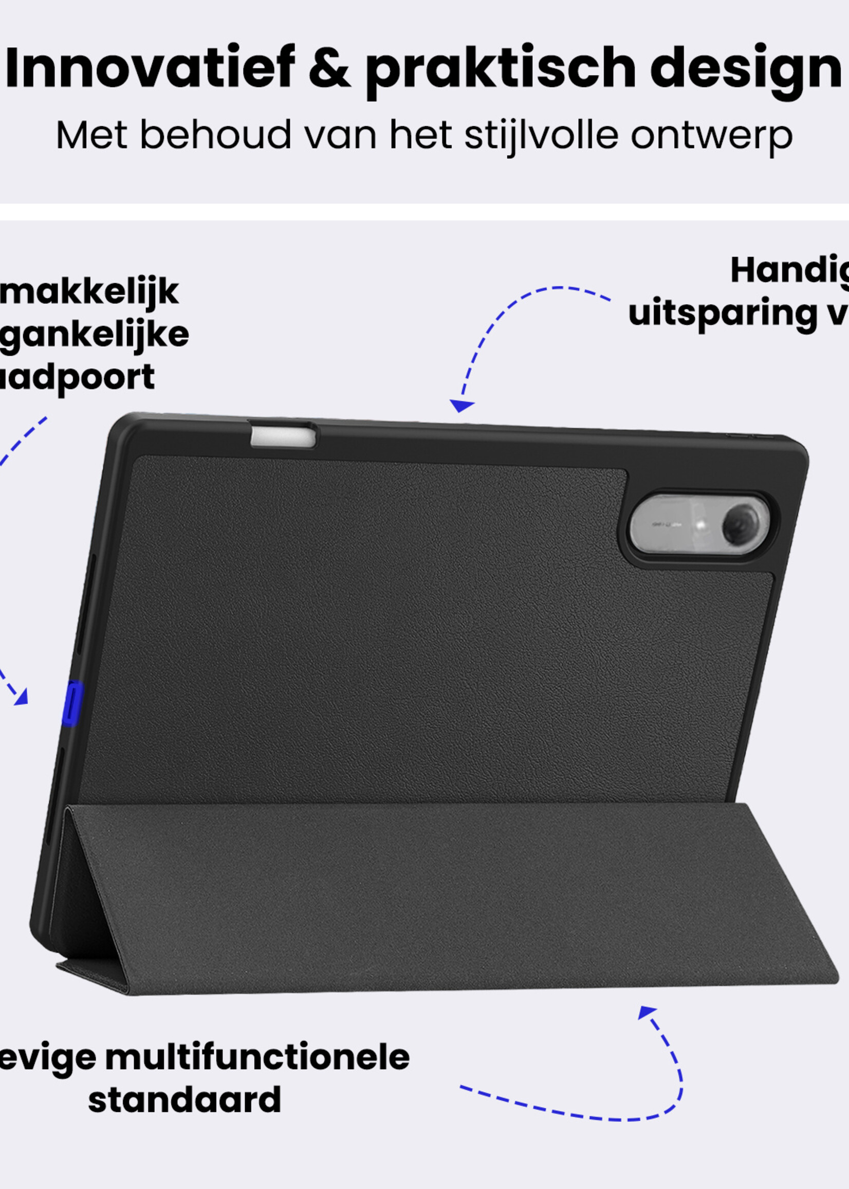 BTH BTH Lenovo Idea Tab Pro Gen 2 Hoesje Met Uitsparing Lenovo Pen Met Screenprotector - Zwart