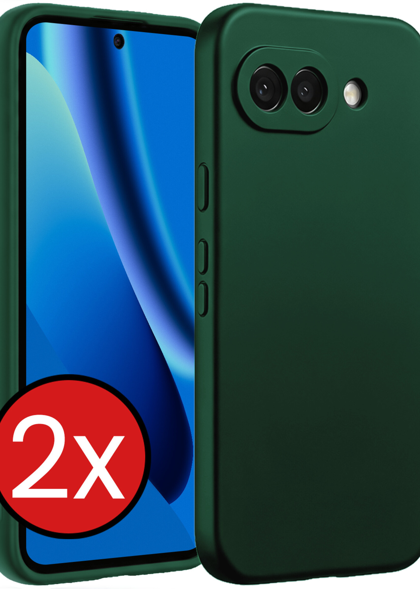 BTH BTH Google Pixel 10a Hoesje Siliconen - Donkergroen - 2 PACK