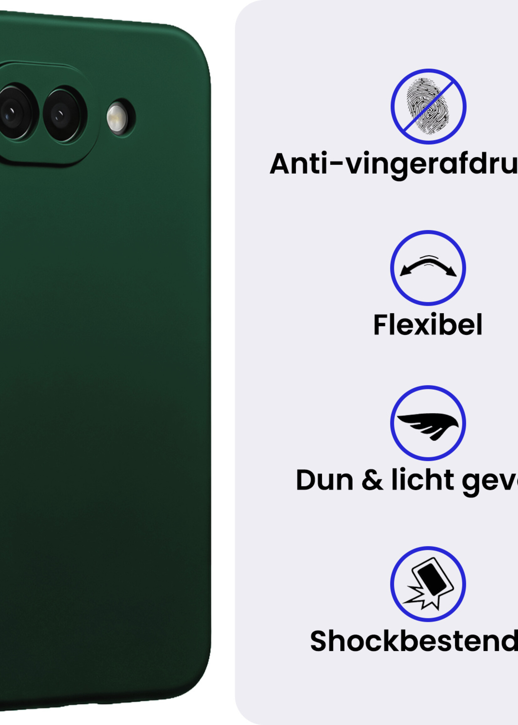 BTH BTH Google Pixel 10a Hoesje Siliconen - Donkergroen - 2 PACK