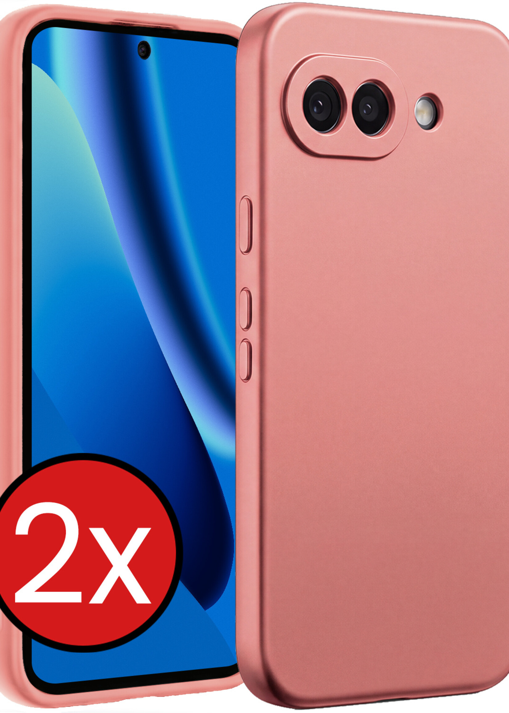 BTH BTH Google Pixel 10a Hoesje Siliconen - Lichtroze - 2 PACK
